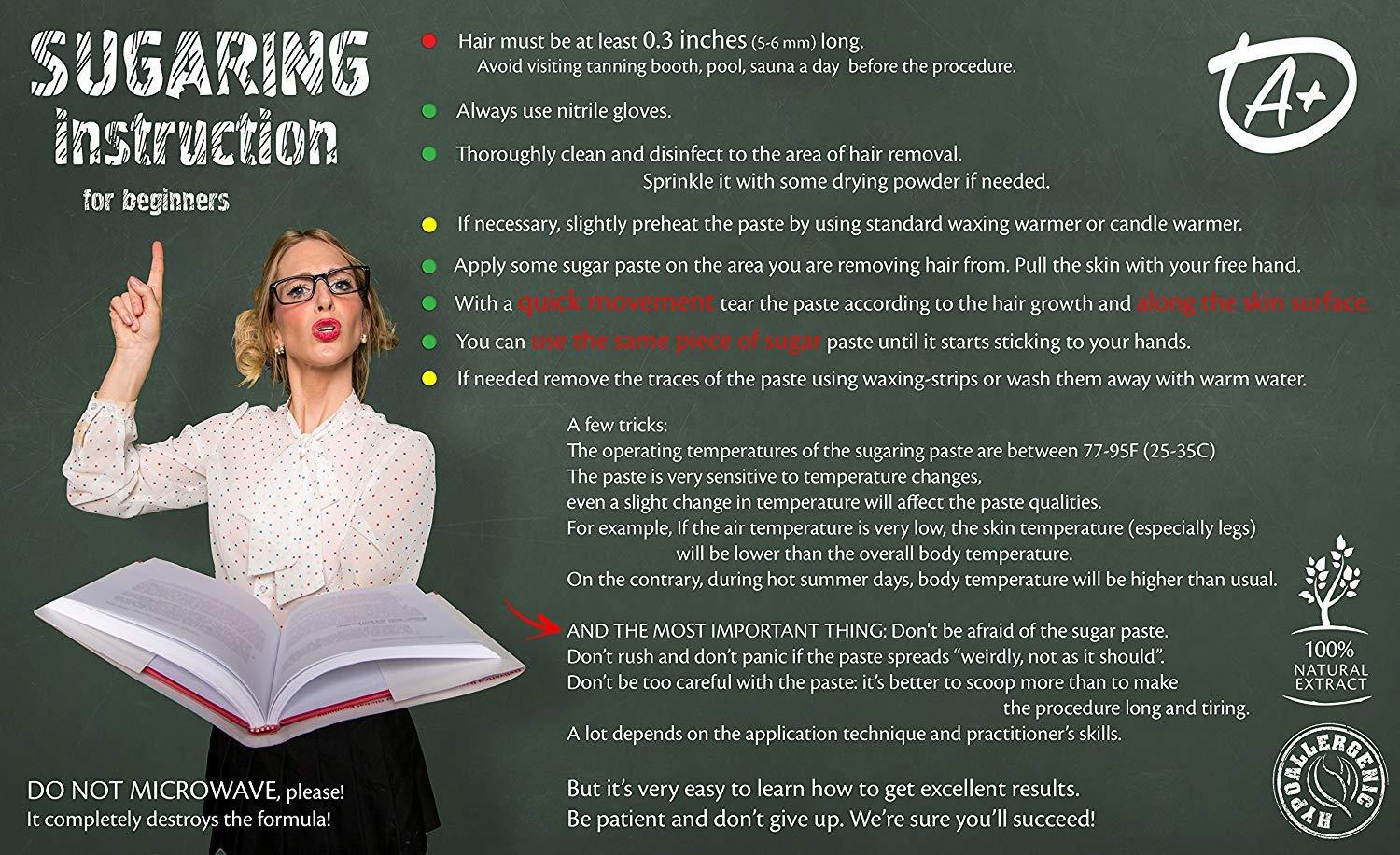 Sugaring Factory Sugaring Paste Luxury Pro Organic Hair Removal - Medium - Ultra Paste for All body parts 40 oz / 2.5 lbs - Sugar Wax Hair Remover - Professional Skills Required