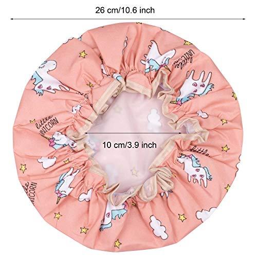 Tbestmax Unicorn Shower Caps for Long/Thick Hair, Cute Hair Cover for Women and Girl, Waterproof Bath Hat, Double Layer Bonnet