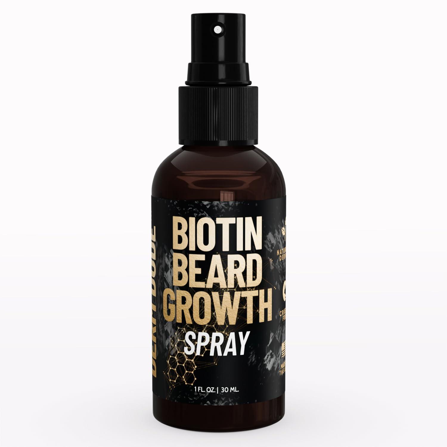 Derm Dude Derm Dude Biotin Beard Growth Spray for Men | Formulated with Biotin & Bamboo Extract for Hair Growth | Promotes Thicker Fuller Beard | For Stronger Healthier Beard Growth, Non-Greasy Grooming- 1 oz