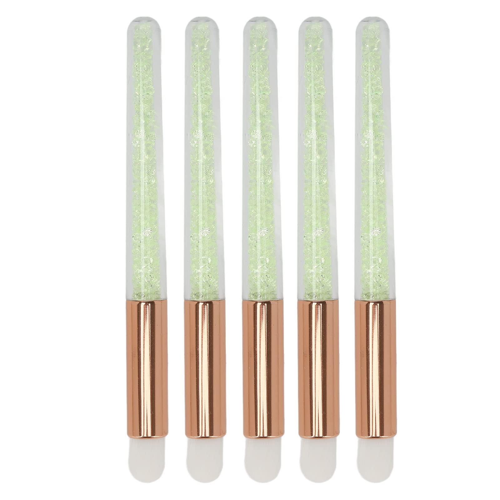 TITA-DONG 5pcs Lip Blending Brush, Round Tip Rhinestones Handle Lip Brushs, Portable Lip Smudge Brush, Professional Eye Shadow Brush for Under Eye Concealer, Soft Hair Lipstick Smudge Applicator Brush