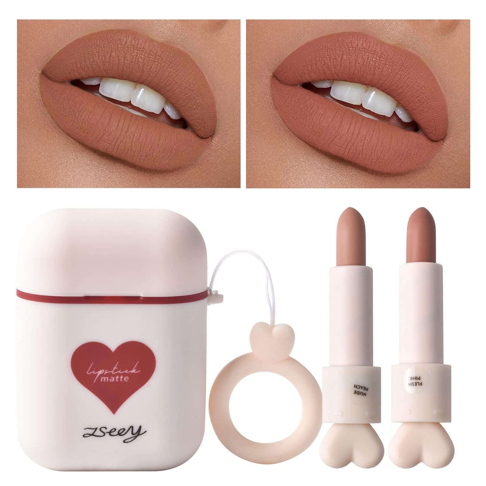 ICE LOVE ICE LOVE Silky Mist Matte Lipstick Set, Long Wear Waterproof Moisturizing Velvet Lipstick, Non-Stick Cup Lip Make Up, Lip Gloss Set for Women (2pcs/Set). (IL-ZS0002-B)