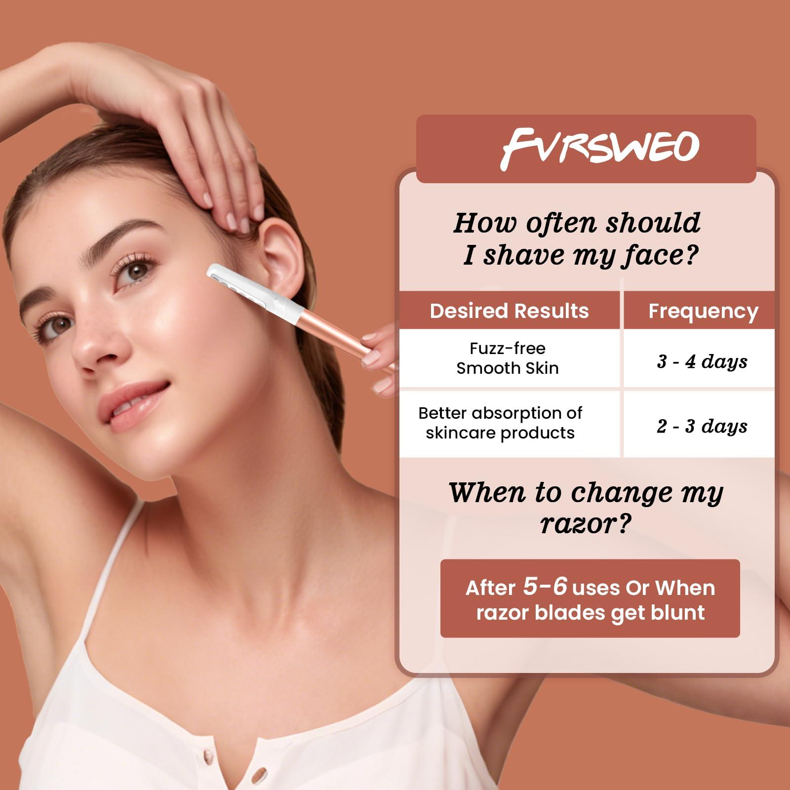 Fvrsweo Dermaplaning Tool for Face - Dermaplane Razor for Women Face with 20 Replaceable Blades - Professional Womens Face Razor Peach Fuzz - Facial Hair Removal for Women & Eyebrow Hair Removal