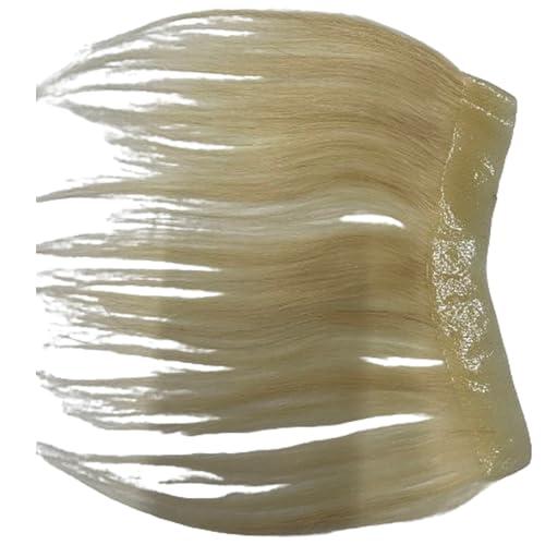 Voloria Voloria Frontal Hairpiece for Women Human Hair Extensions Forehead Hairline PU Skin Toppers Hair Replacement Toupee (1.18x6.69 Inch, 613 Blonde Color)