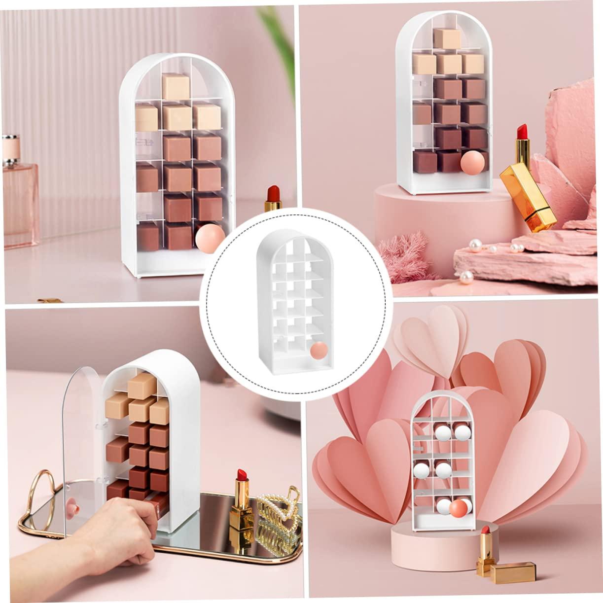 Baluue Baluue 1pc Lipstick Storage Box Lip Gloss Stand Desktop Cosmetic Makeup Display Rack Cosmetic Display Cases Clear Cosmetic Makeup Organizer Lipstick Holders and Organizers White Abs