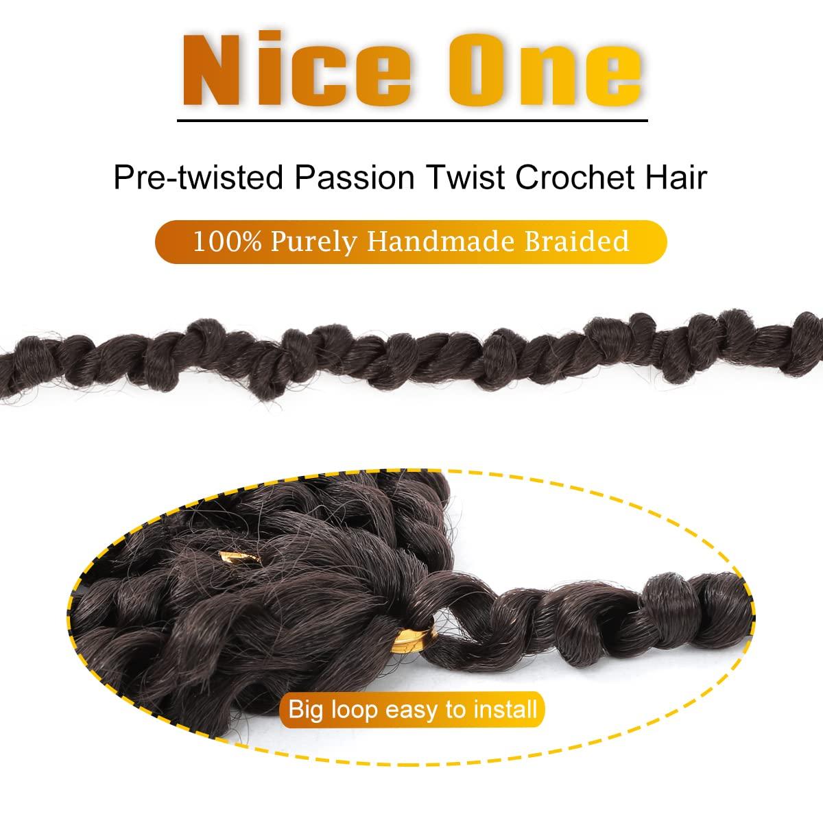 Nice One Nice One Pre-Twisted Passion Twist Hair 12 Inch, Short Passion Twist Crochet Hair for Women 8 Packs Light Brown Pre-Looped Passion Twists Braiding Synthetic Hair Extensions(12inch,4#)