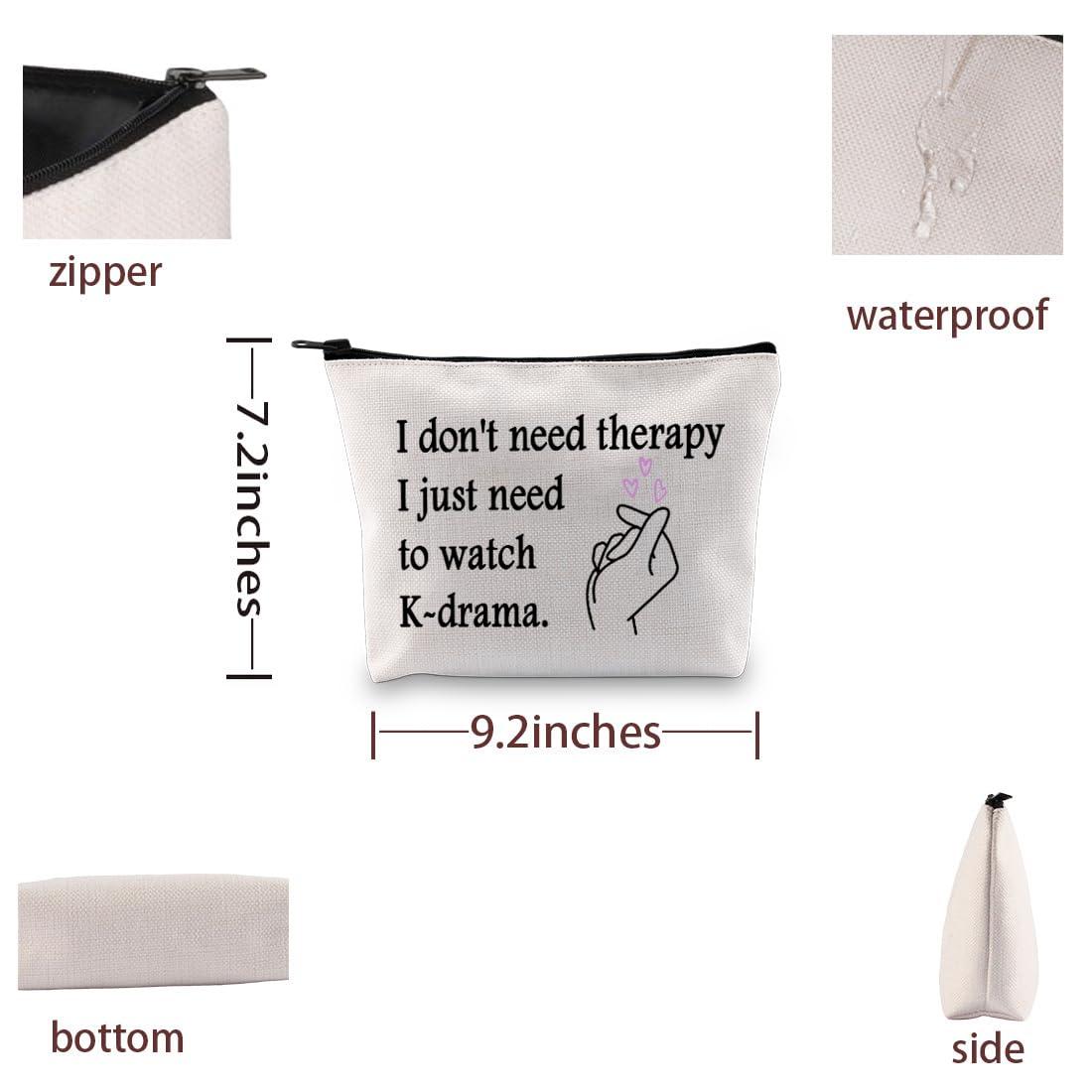 VAMSII VAMSII K-Drama Makeup Bag K-Drama Gifts for Women Korean Drama Fan Gifts for K-Drama Lovers Zipper Pouch Bag K-Drama Merch (Beige)