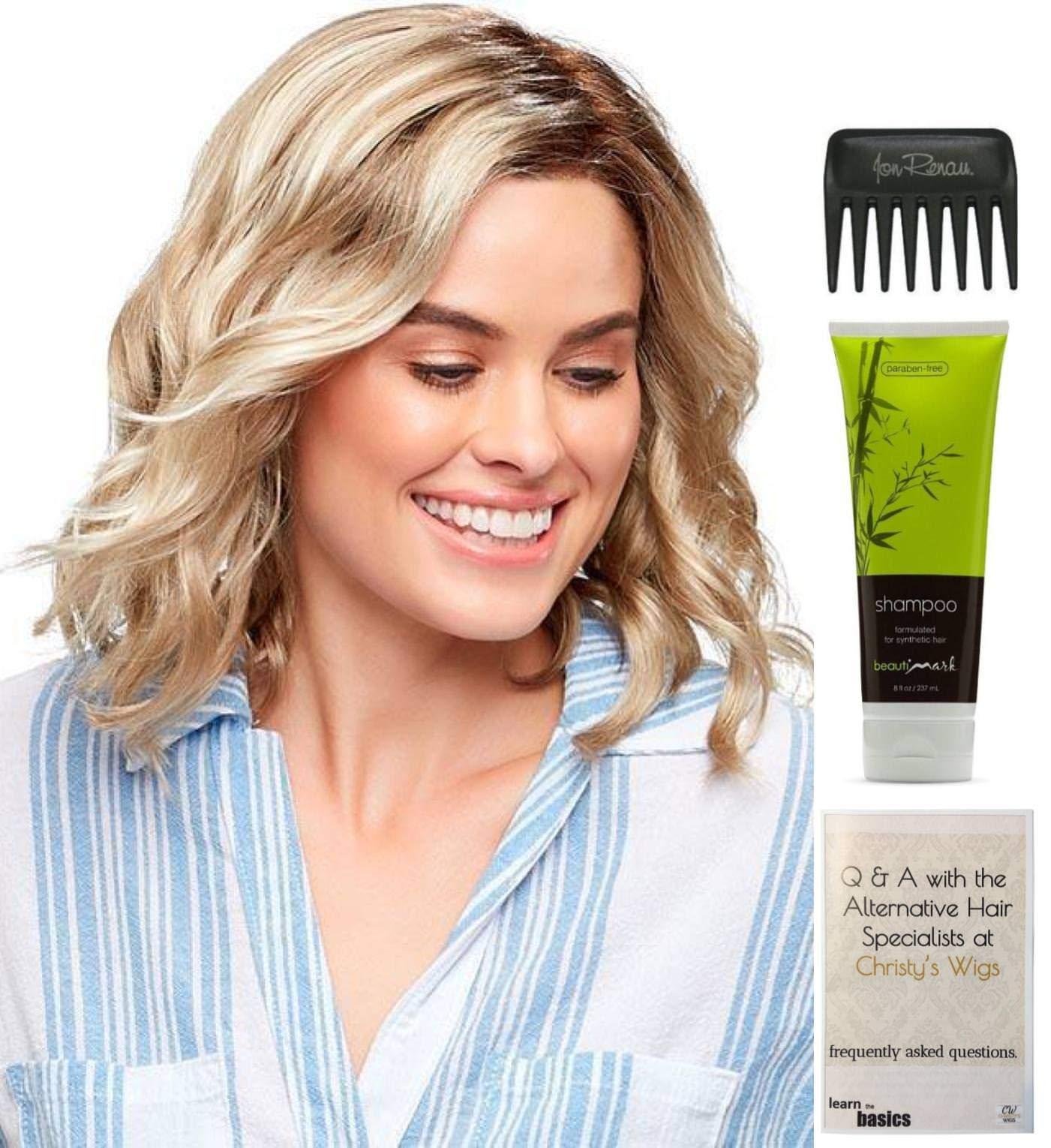Jon Renau & Christy's Wigs Bundle - 4 items: Julianne Wig by Jon Renau, Christy's Wigs Q & A Booklet, BeautiMark Synthetic Shampoo & Wide Tooth Comb - Color: 10RH16