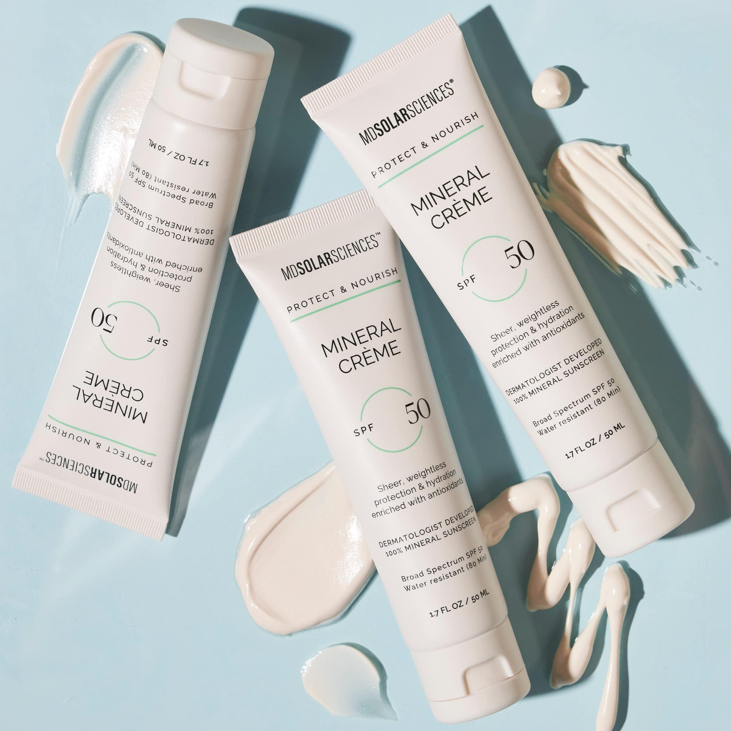 MDSolarSciences MDSolarSciences Mineral Crme Face and Body Sunscreen SPF 50, Mineral Sunscreen for Kids and Adults, Water-Resistant Up to 80 Minutes, Broad Spectrum UV Protection, 3.4 Fl Oz