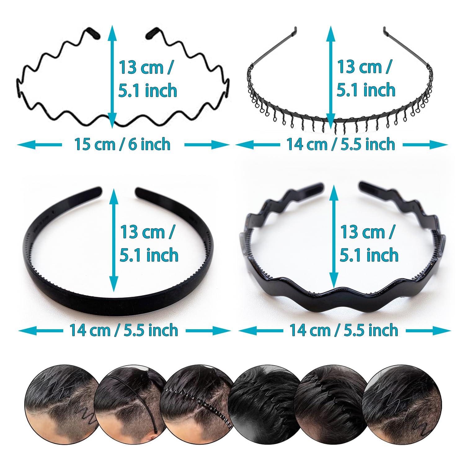 KELUBATU KELUBATU Metal Hair Band, Metal Fashion Hair Bands, Unisex Black Metal Headbands, Wavy Headband Perfect for Outdoor Sports and Daily Use (10pcs)