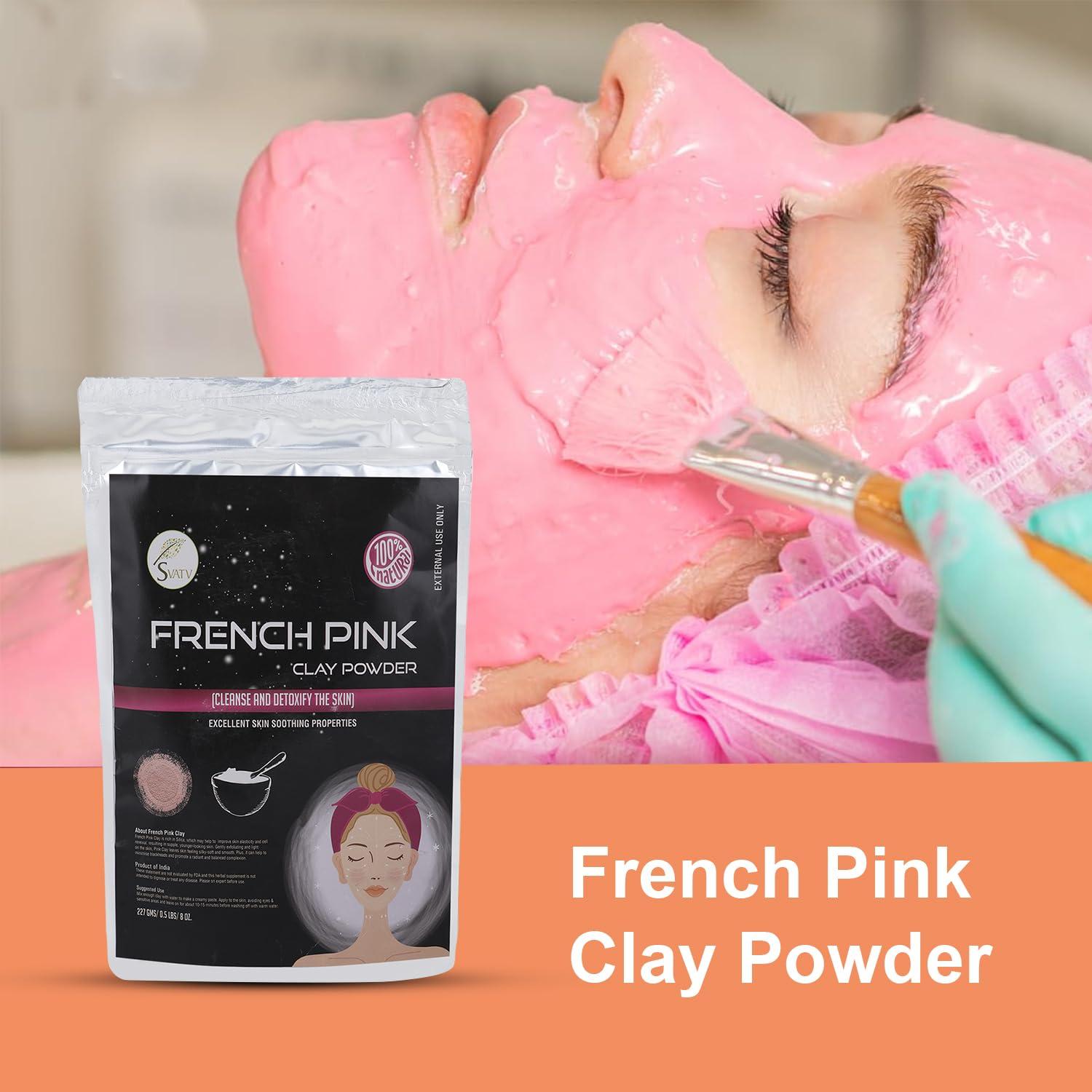 SVATV SVATV French Pink Clay | Montmorillonite Powder | Rose Clay | Hydrating & Rejuvenate Skin care Powder | Natural Face Mask | Used For Soap Making - 227 Gram, Half Pound, 8 Ounce.