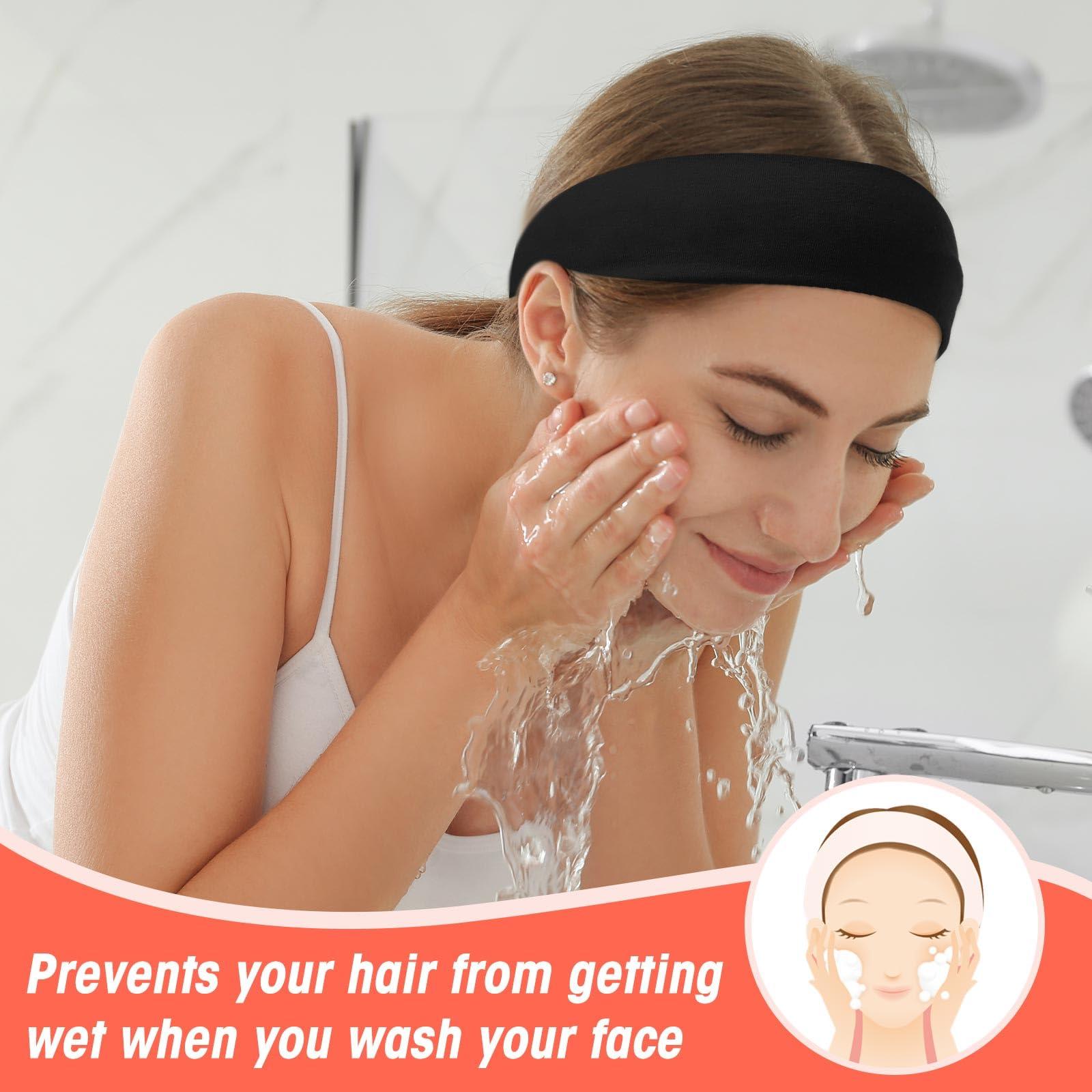 Hotop Hotop 20 Pcs Sport Headbands for Girls Women Non Slip Stretchy Soft Fabric Elastic Headband Bulk for Yoga DIY Team Gifts(Black)