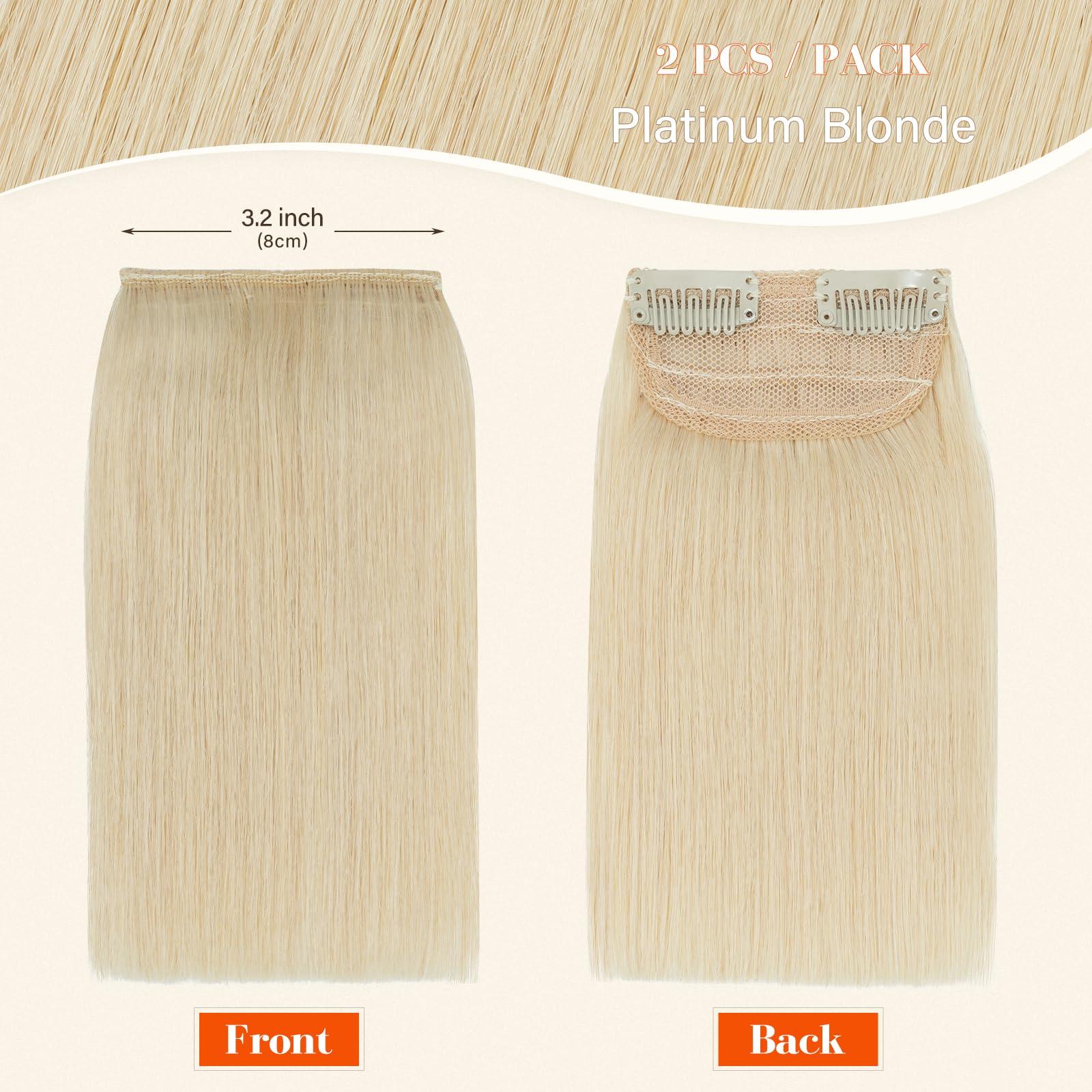 S-noilite S-noilite Short Hair Extensions Clip in Human Hair 2PCS 2 Clips Short Clip in Hairpieces Remy Hair For Women with Short Hair Adding Hair Volume 20g 6Inch-Platinum Blonde