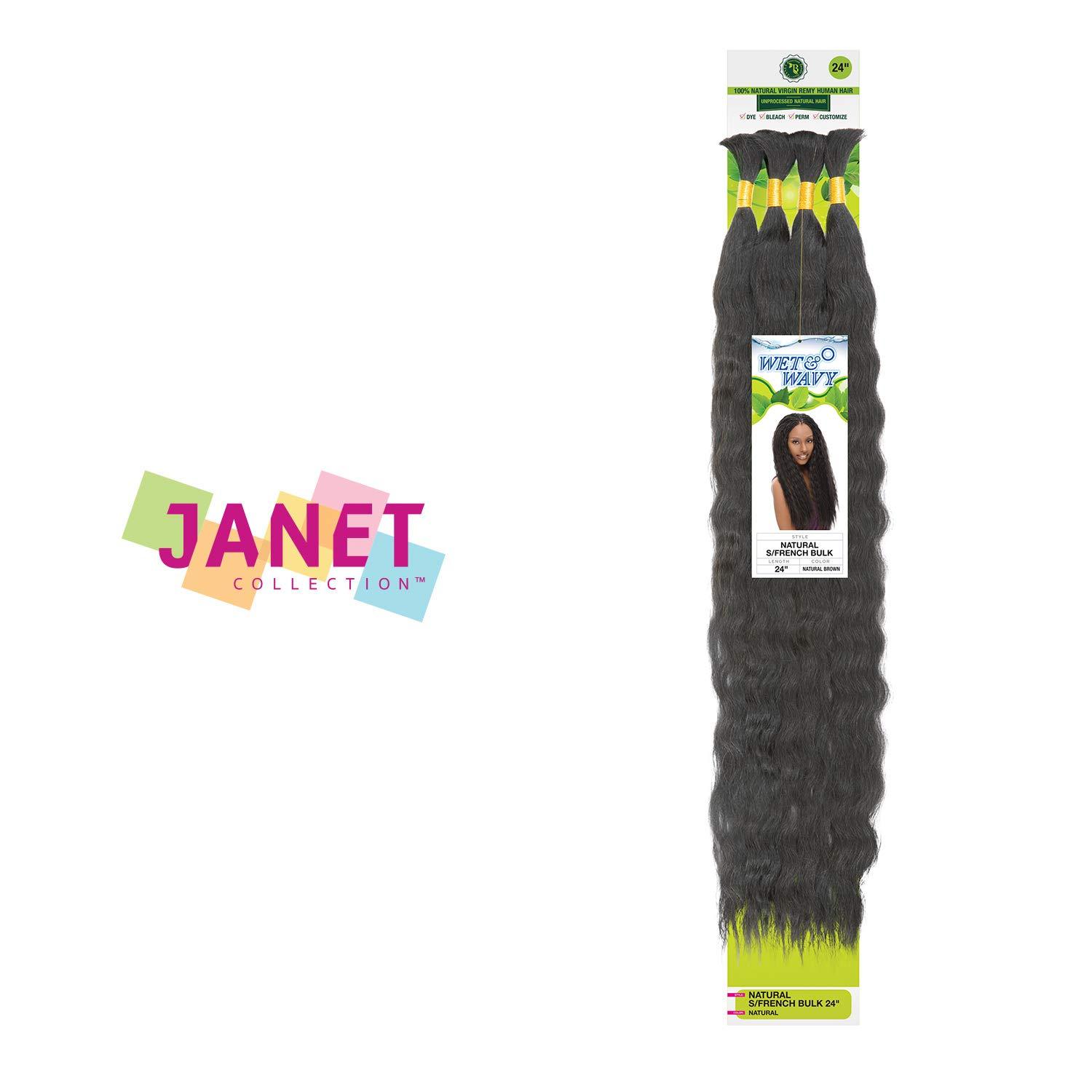 Janet Janet Collection Unprocessed Natural Virgin Remy Human Hair Wet N Wavy Super French Bulk (4pcs) (1-pack [18"], NATURAL)