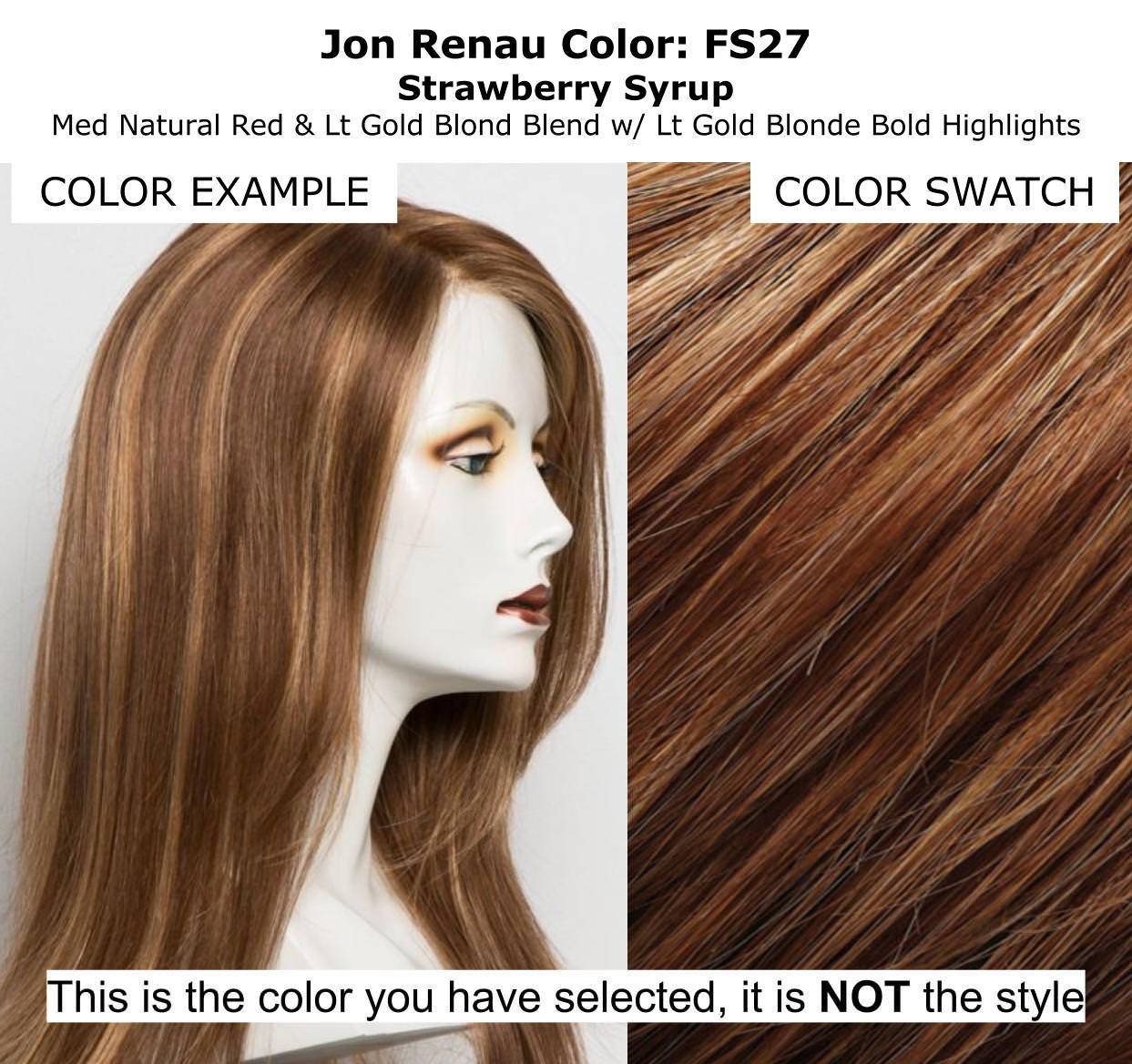 Jon Renau Maxwigs Rachel Lite Wig Color FS27 Strawberry Syrup - Jon Renau Wigs 15\" Long Wavy Layers Hand-Tied SmartLace Front Monofilament Top Synthetic Women\'s Light Density Bundle MaxWigs Booklet, Comb