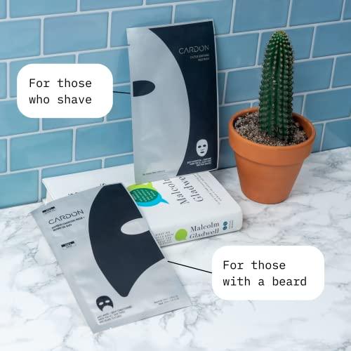 Cardon Cardon Face Mask for Bearded Men | Korean Sheet Mask for Men | Bamboo Charcoal Facial Mask and Beard Oil | 4-Pack