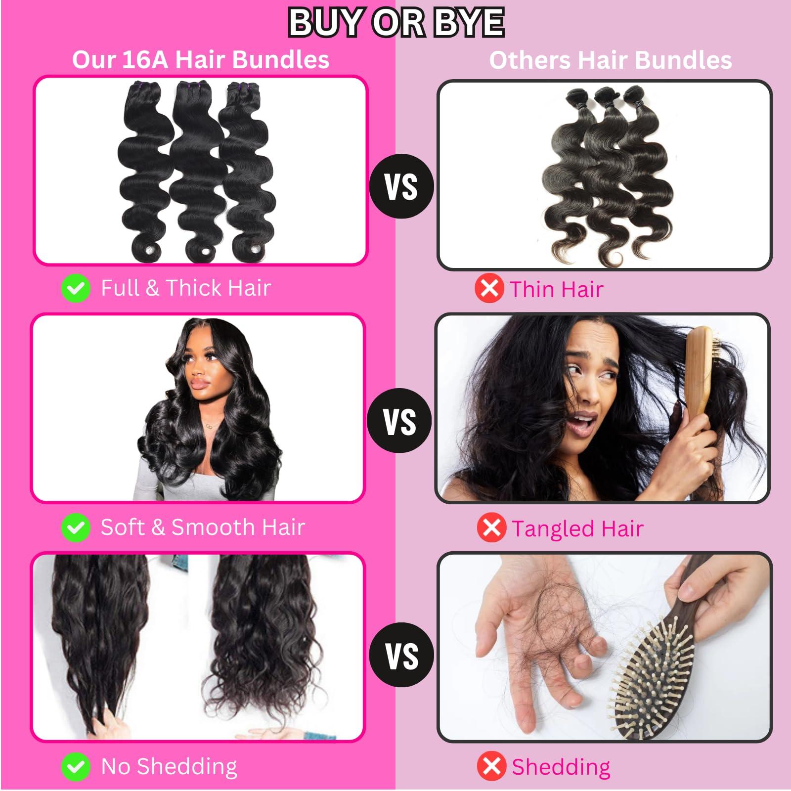 Beauty Queen Beauty Queen 16A Body Wave Bundles Human Hair (22 20 18 Inch) 100% Unprocessed Virgin Remy Human Hair 3 Bundles Full And Thick Quick Weave Hair Bundles Natural Color Hair Extensions