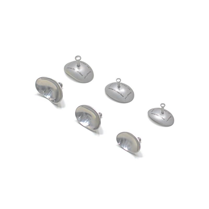 Medfort-Instruments Medfort-Instruments Corneal Eye Shield Protector Stainless Steel, Set of 3 Pairs: Small 26x17mm, Large 29x21mm, X-Large 32x21mm, Silver