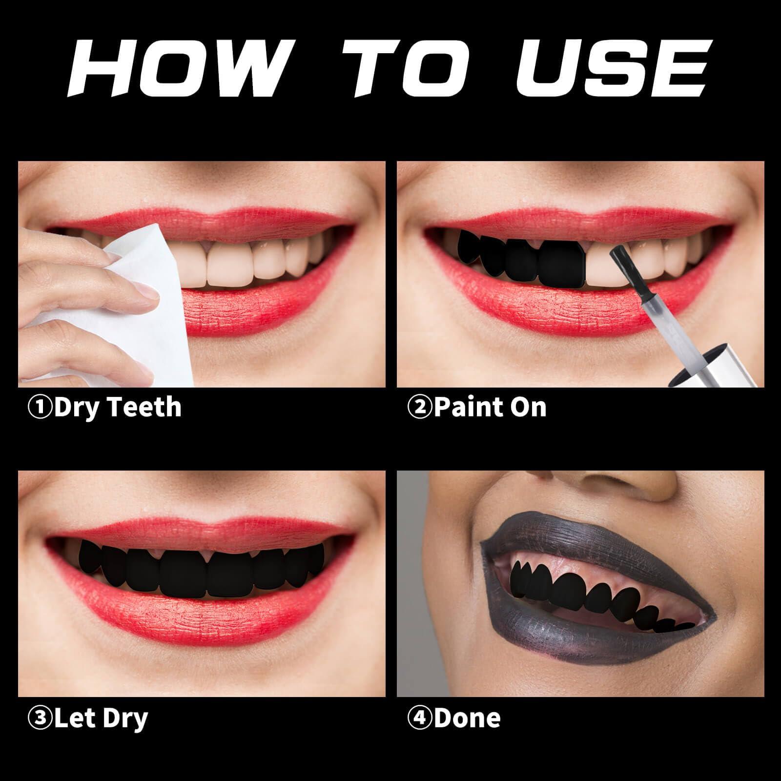 MEICOLY MEICOLY Black Tooth Paint,Black Out Tooth,Tooth Blackout,Rotten Decayed Cruddy Missing Teeth Makeup,Professional Cosplay Teeth,Temporary Teeth Paint for Halloween SFX Special Effects Makeup,Dry Fast