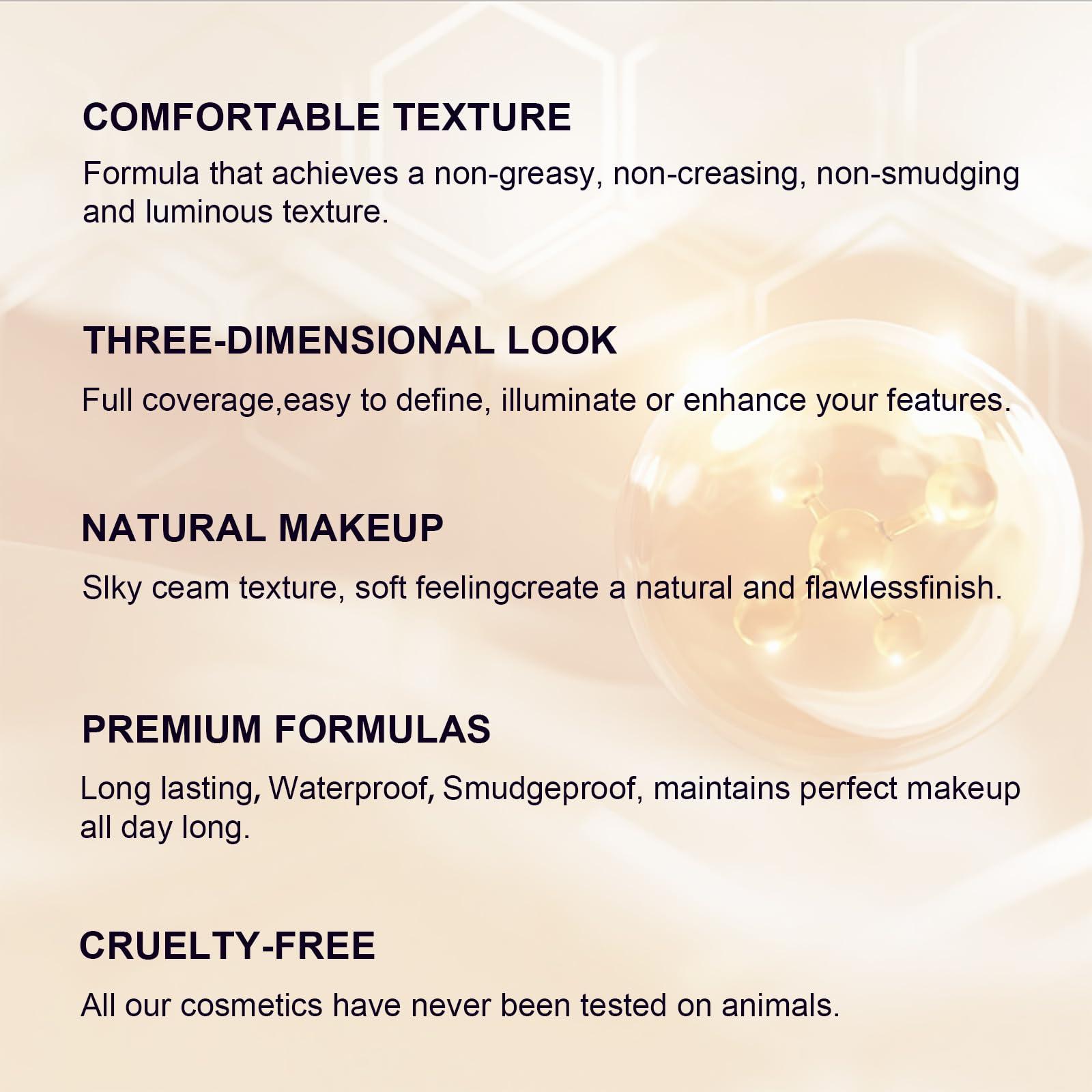 Lezero 3Pcs Cream Contour Stick Makeup Kit, Shades with Highlighter Stick, Blush Stick and Bronzer Stick for Sculpt the Cheeks and Body, Long Lasting,Waterproof, Dewy & Matte Finish, LIGHT(#01,03,04)