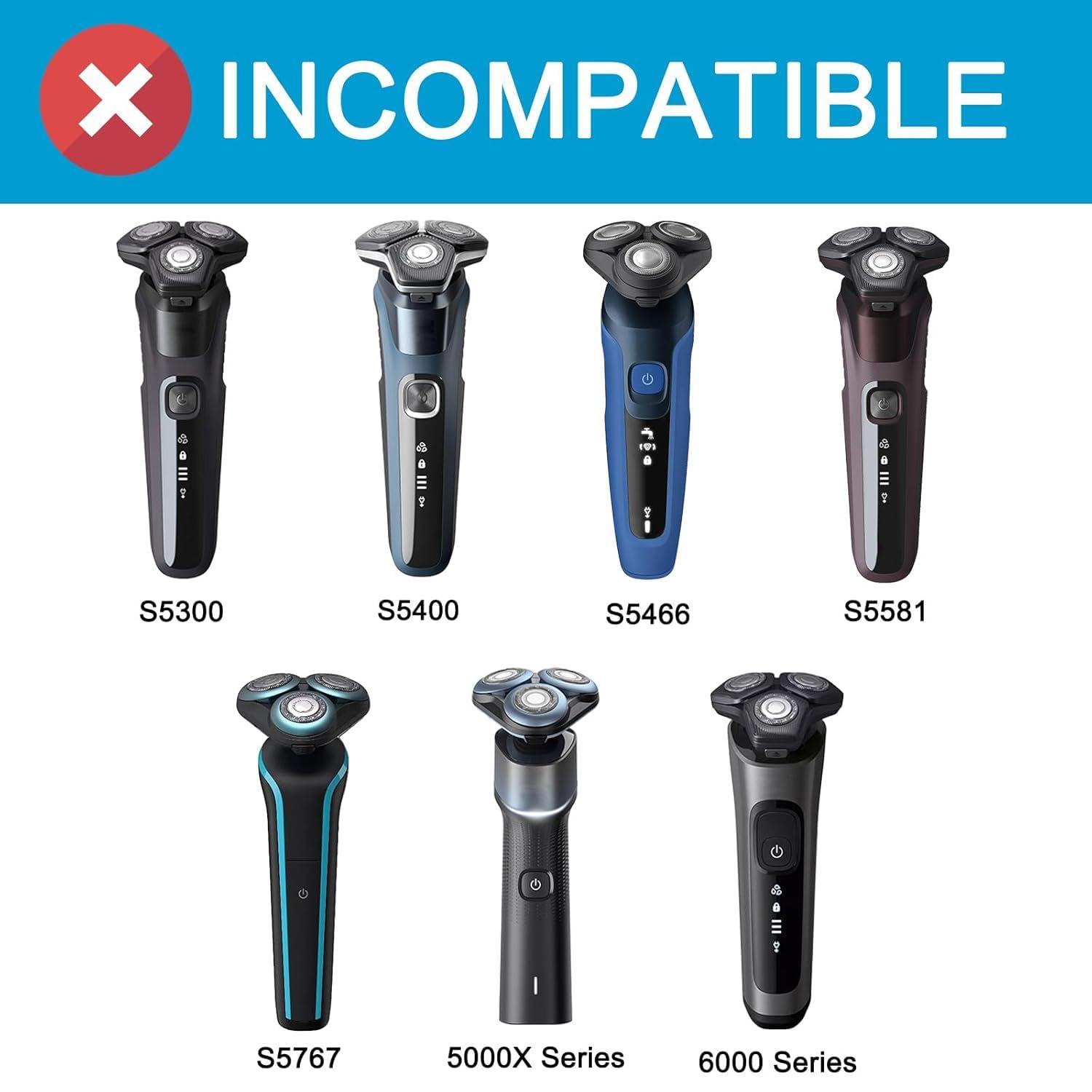 innobeaut SH50 Replacement Blades Compatible with Philips Aquatec Shaver, 5000 Shavers Series, 6-pc Blades with Retaining Rings