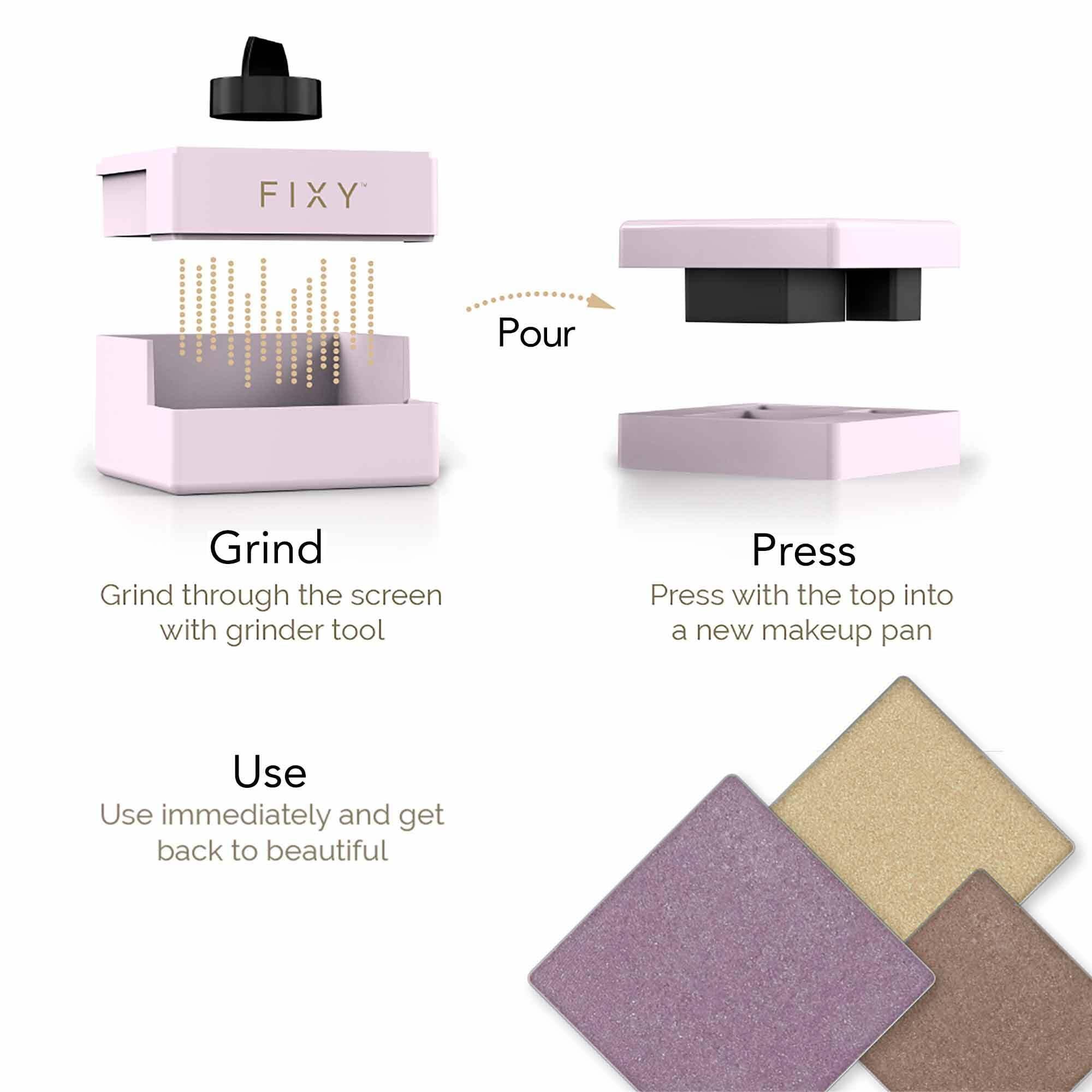 FIXY FIXY Makeup Repair Kit - Repressing tool for Eyeshadows, Blush & Highlighter or Depot | Organize Makeup Square Pans in Makeup Palette with Mirror | Makeup Artist Must Haves