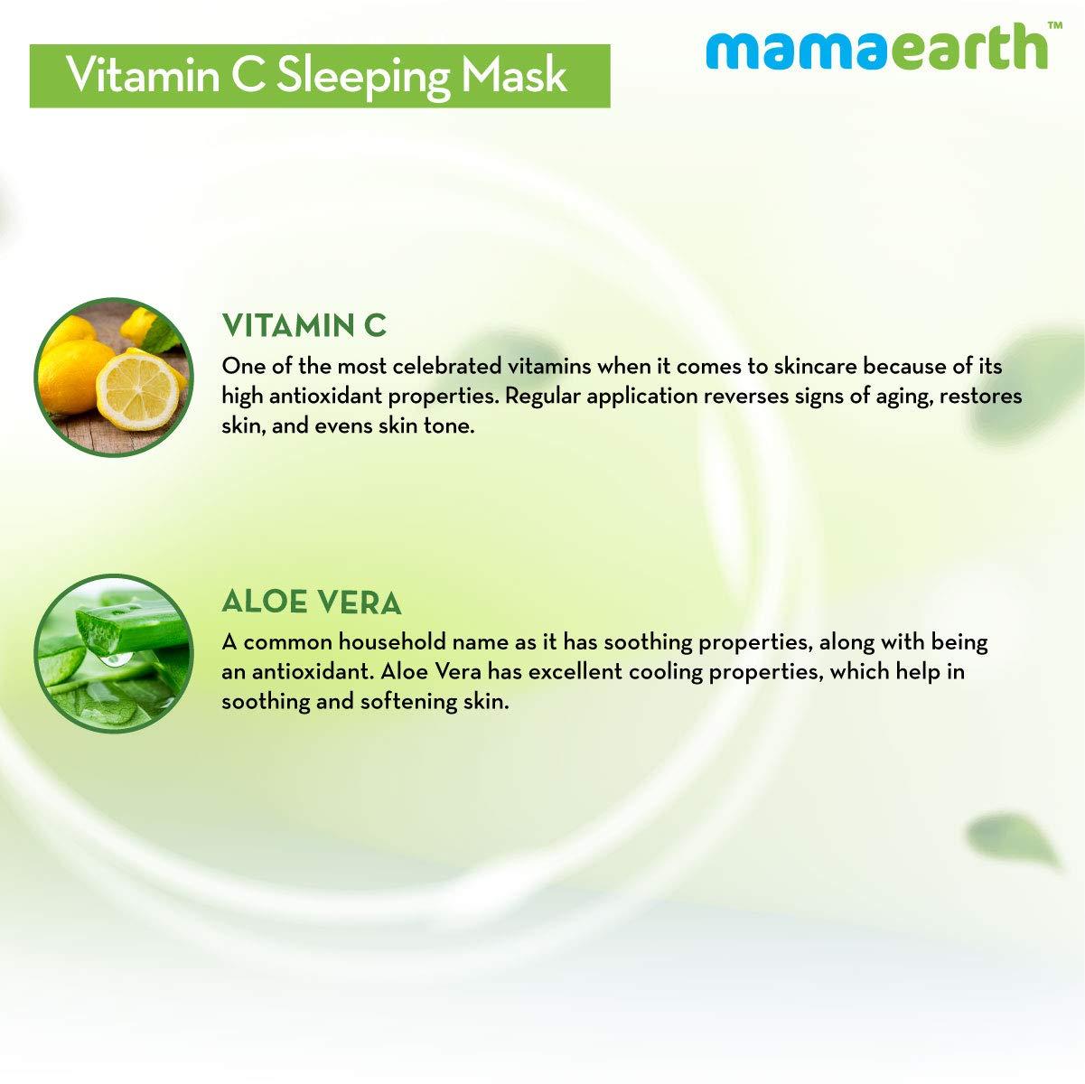 MAMAEARTH Mamaearth Vitamin C Sleeping Face Mask | Overnight Restorative Night Time Skincare | Hydrating Cream-Gel Mask for Radiant Skin | No Paraben | 3.53 Oz (100g)