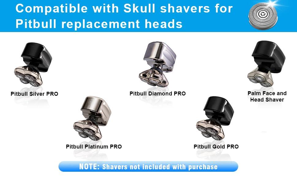 Ruzros Shaver Replacement Blades compatible Skull Shaver for Pitbull Gold PRO/Pitbull Platinum Pro Shaver Heads (12 pcs)