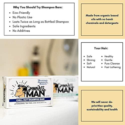 Grown Ass Man Co. Grown Ass Man Co. - Solid Shampoo Bar Rich Lather 3 in 1: Hair, Beard & Body Wash - Plastic Free & Eco-Friendly, Natural & Organic Clean for All Hair Types, 4oz Bar (Variety, 3-Pack)