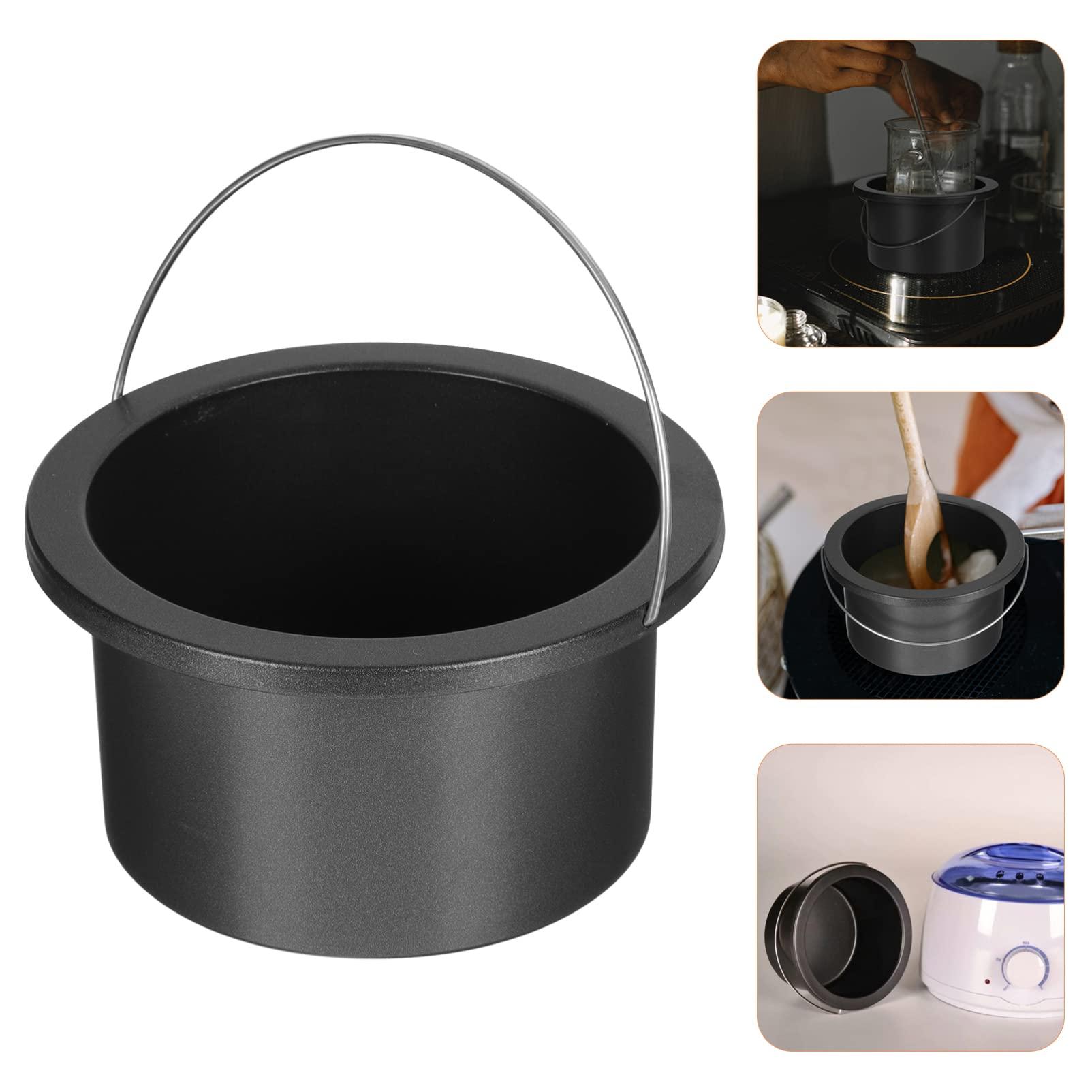 BIUDECO BIUDECO 2 Pcs Wax Melting Machine Inner Pot Hair Removal Wax Warmer Pot Wax Melting Bowl Wax Warmer Replacement Pot Sealing Wax Melting Pot Wax Warmer Inner Pot Wax Melt Pot Aluminum Black