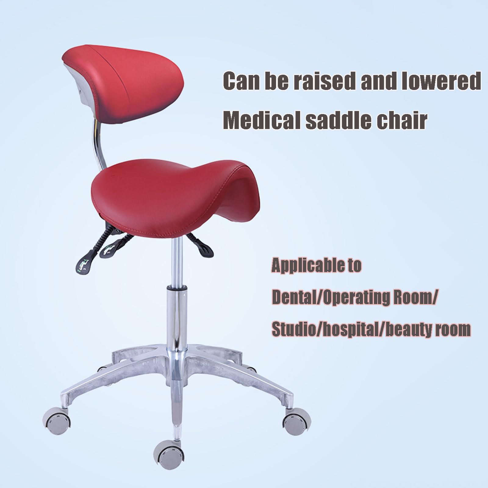 SFKLYU SFKLYU Adjustable Saddle Stool with Back Support Ergonomic Rolling Chairs Esthetician Seat for Salon Tattoo Shop Spa Home Dentist Clinic,P24