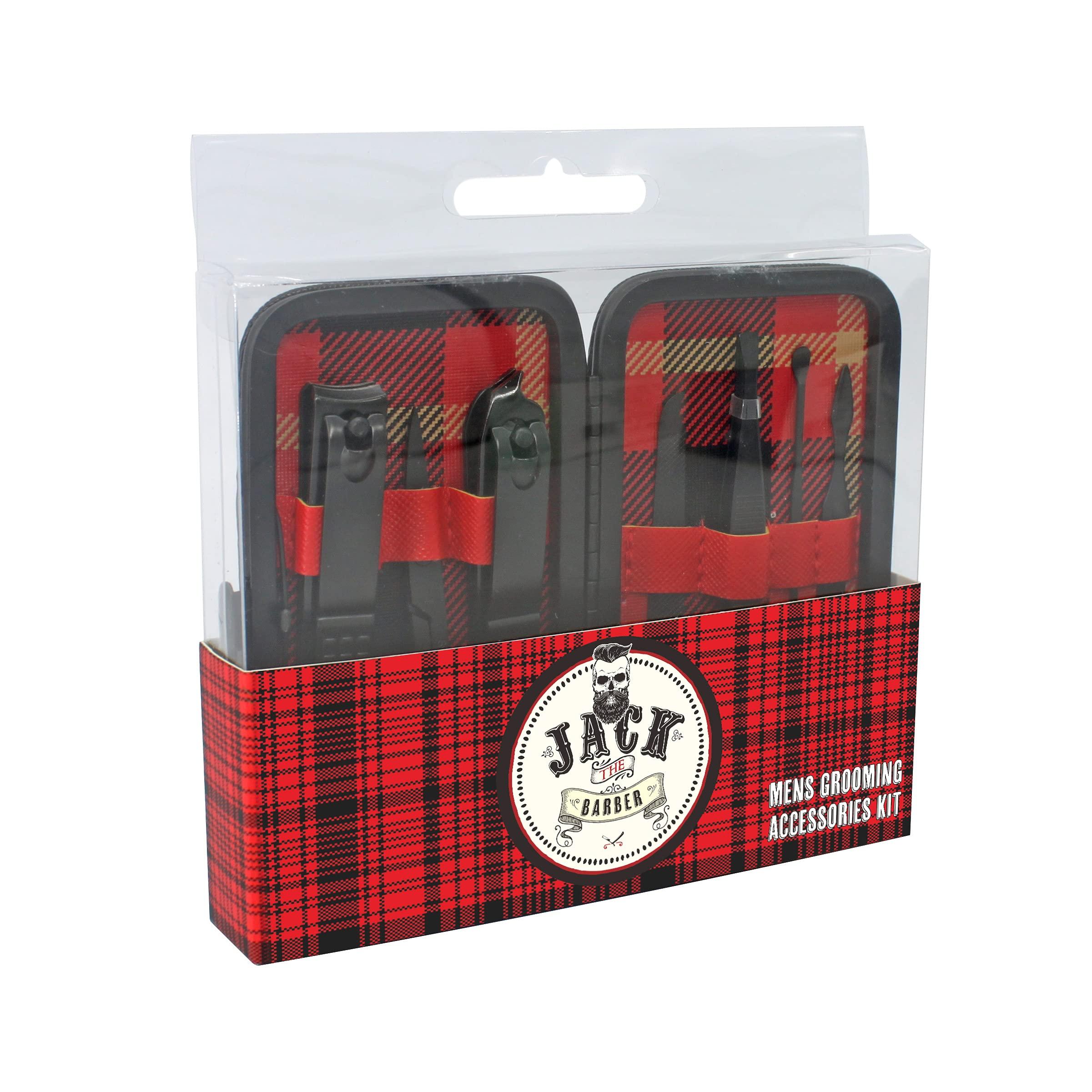 Jack The Barber JACK THE BARBER 7 Piece Men\'s Grooming Kit, High Quality Stainless Steel, Nail Clippers, Scissors, Nail Cleaner, Nail File Tweezer, and Other Accessories, Best Care Tools for Man.