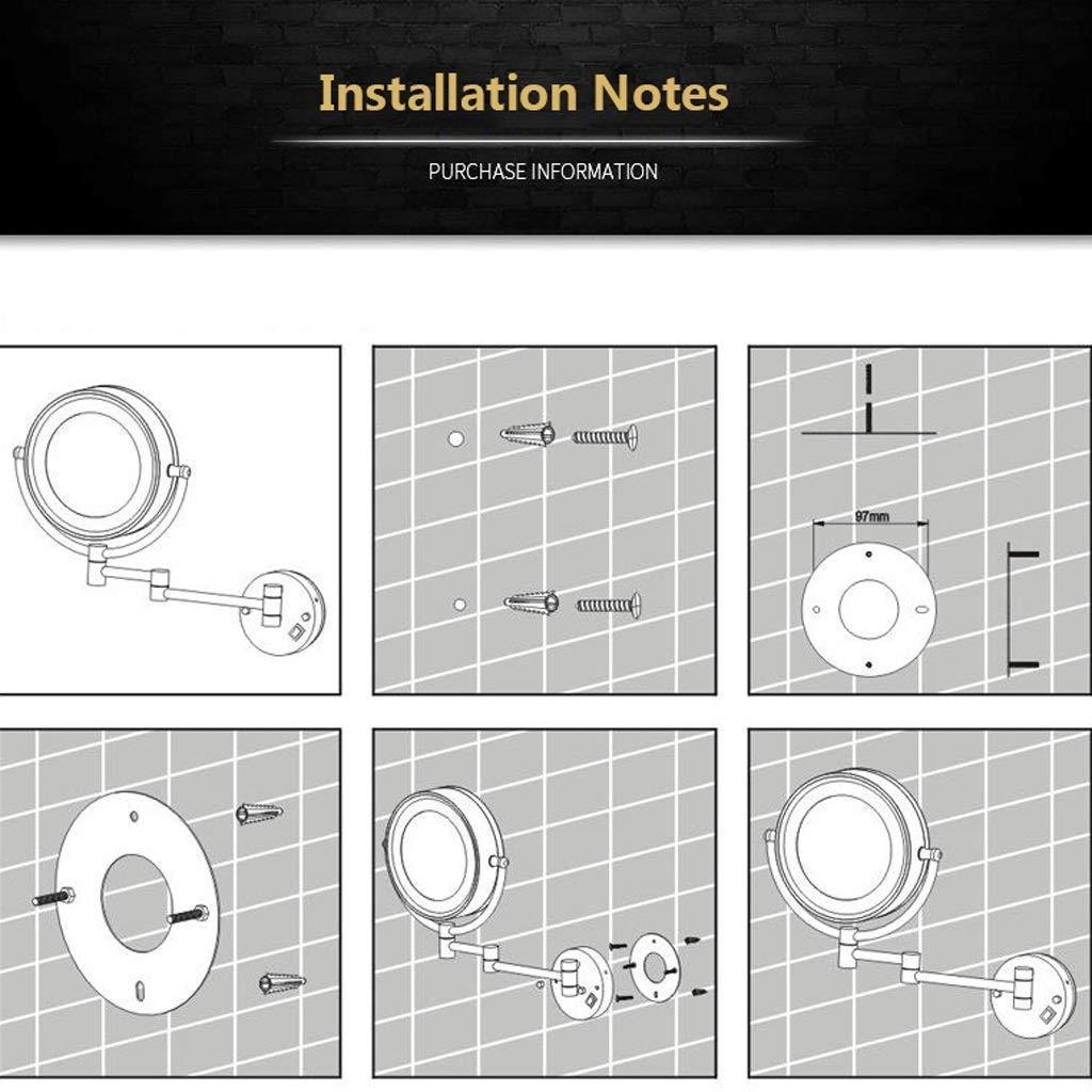 SKipdr SKipdr Vanity Mirror,Makeup Mirror Vanity Mirror Led Illuminated Bathroom Wall Mounted Double-Sided Magnification 360 Rotating Extendable Cosmetic Mirror/B/3X