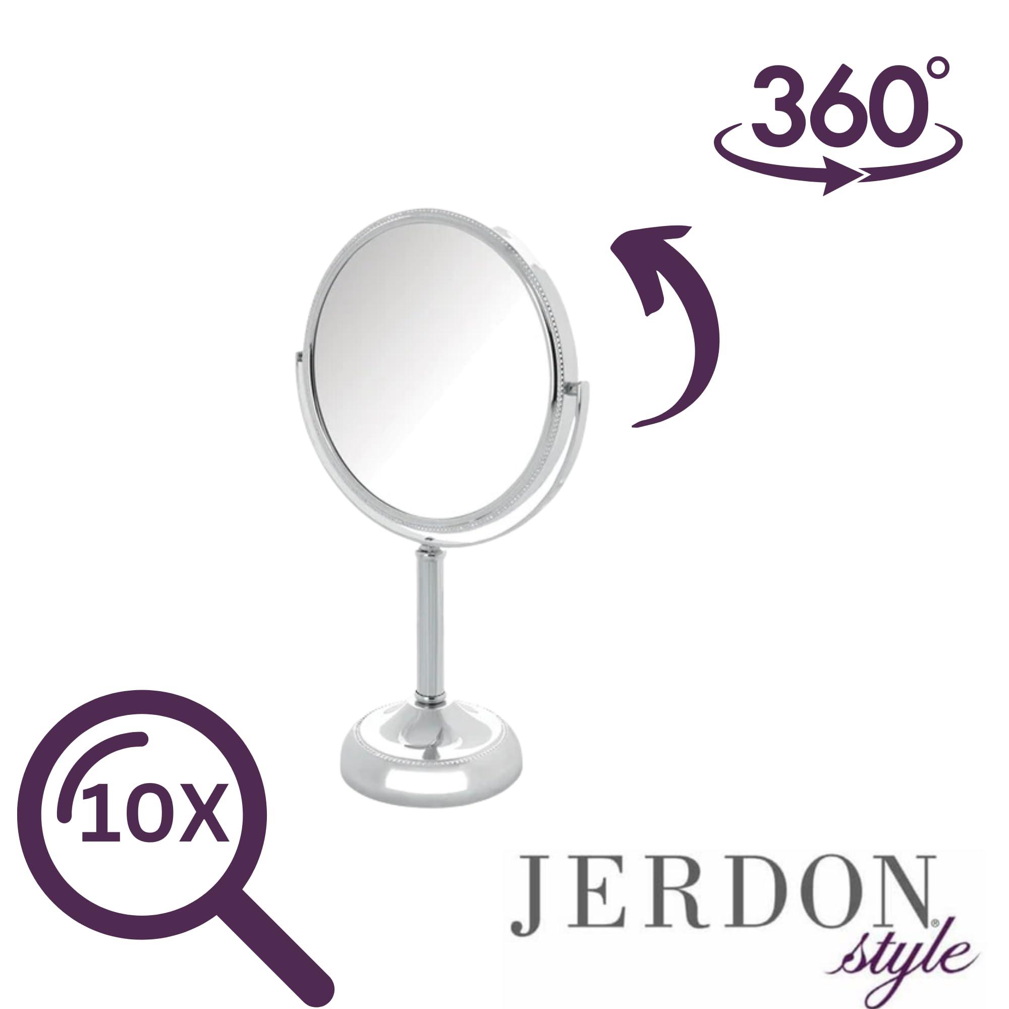 Jerdon JERDON Two-Sided Tabletop Makeup Vanity Mirror - 10X-1X Magnification & Swivel Design - 6-Inch Diameter Portable Mirror  Polished Chrome Finish - Model JP910CB