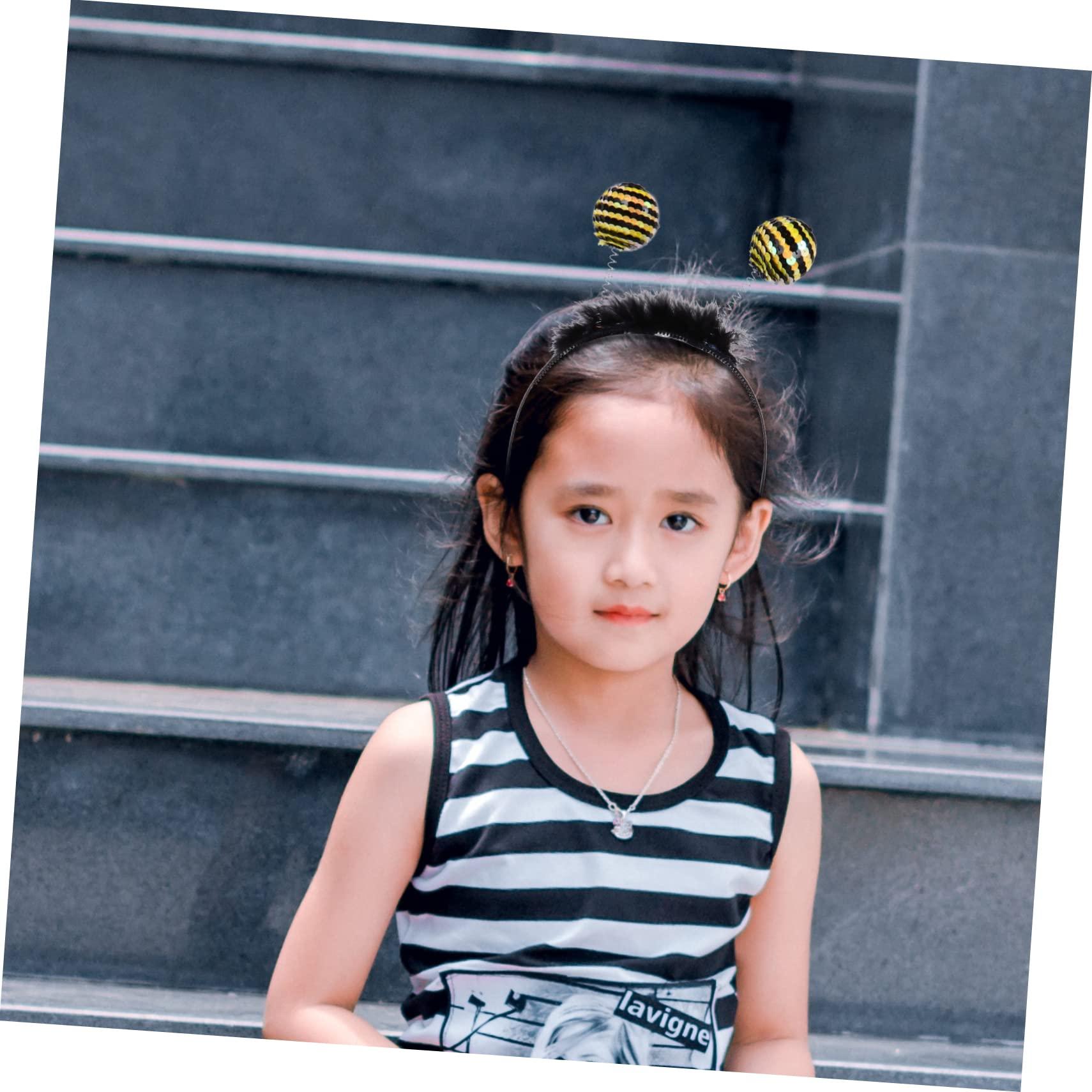 KALLORY 3pcs Bee Sequin Headband Headbands for Women Black Scrunchies Black Childrens Antenna Headbands Tentacle Hair Hoop Bee Costume Adult Antenna Hairbands Bee Sequins Headwear