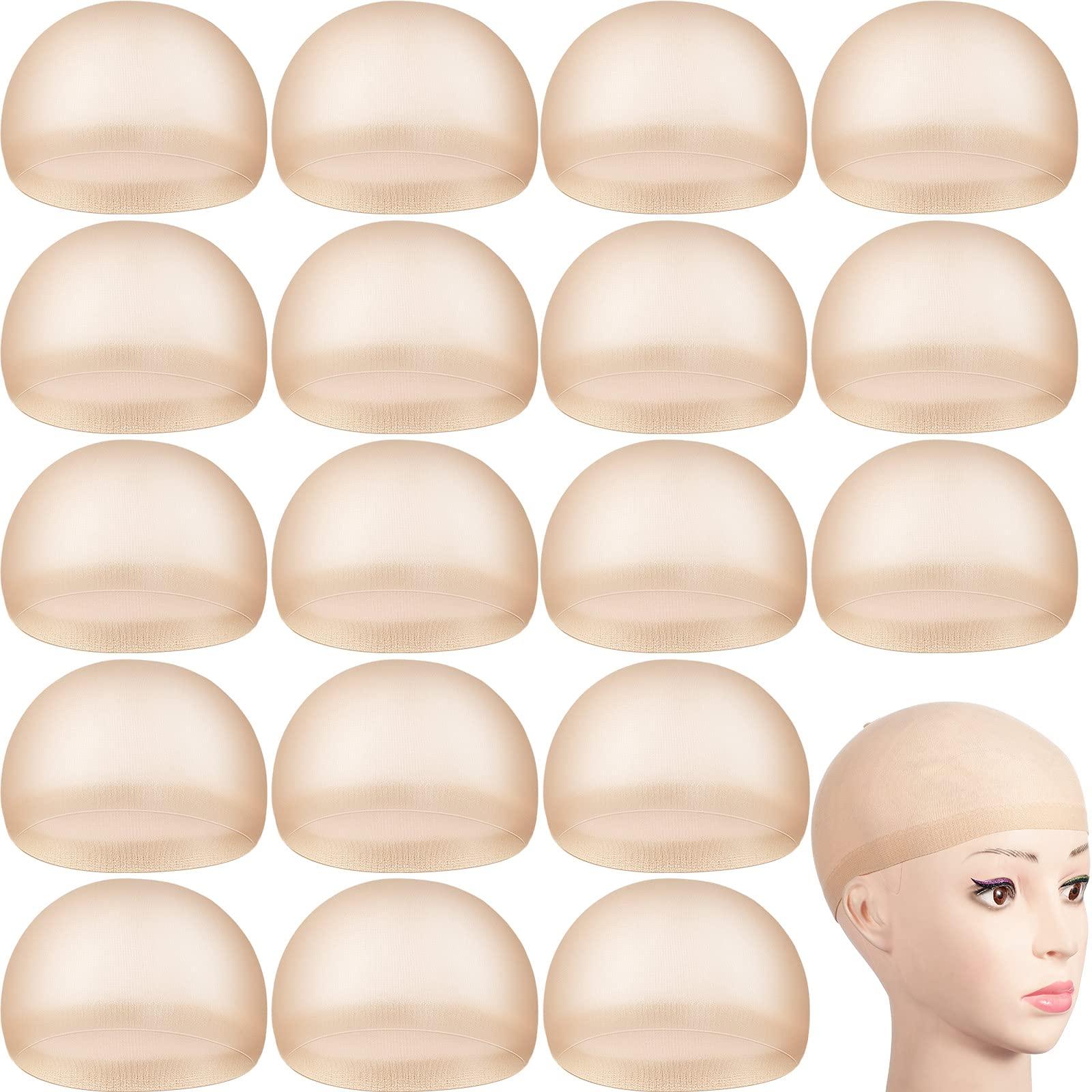 Waydress 100 Pieces Wig Cap Elastic Medium Nylon Stocking Caps Stretchy Stocking Wig Caps Secure Your Hair, Lightweight, Breathable (Beige)