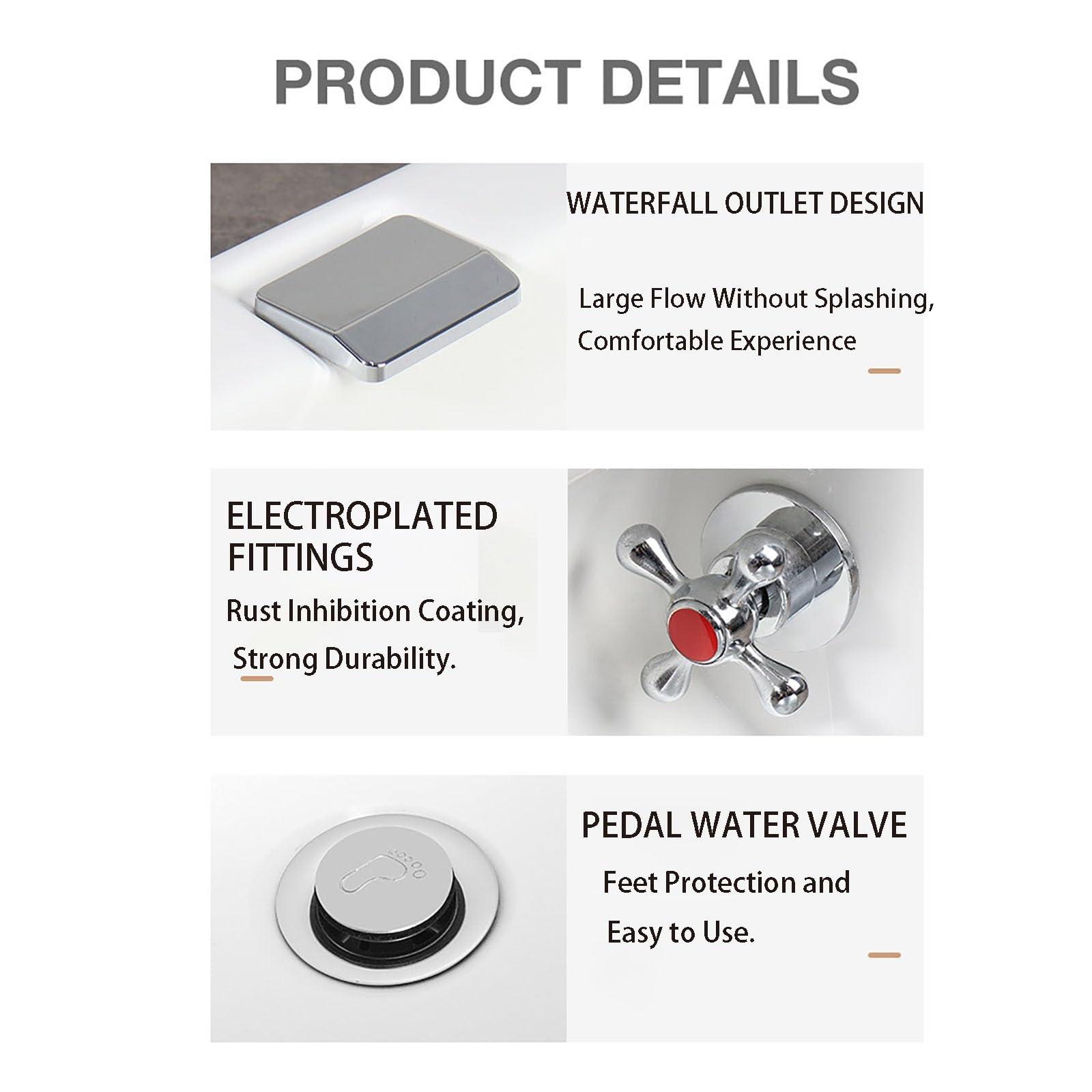 HPIRFYE HPIRFYE Acrylic Pedicure Sink Heated Foot Spa Foot Massager Spa with Heat and Massage Hot and Cold Adjustment Health Manicure Basin Pedicure Bowl Sink Spa Foot Shower Wash Salon