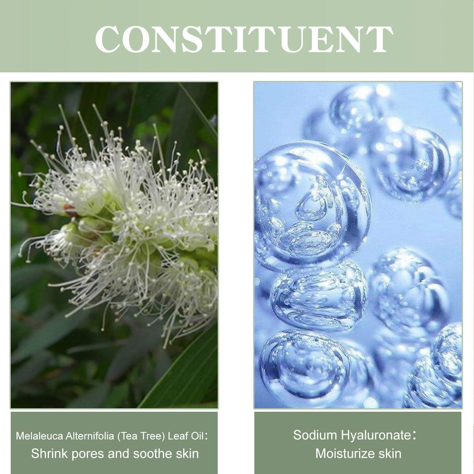 BSMKCL Tea Tree Oil Facial Serum, Acne Serum Soothing & Nourishing Non-Greasy Skin Care Serum Moisturizer Oil Control Tea Tree Serum for Face and Acne Prone Skin Redness Relief, Acne Scars, Pimples