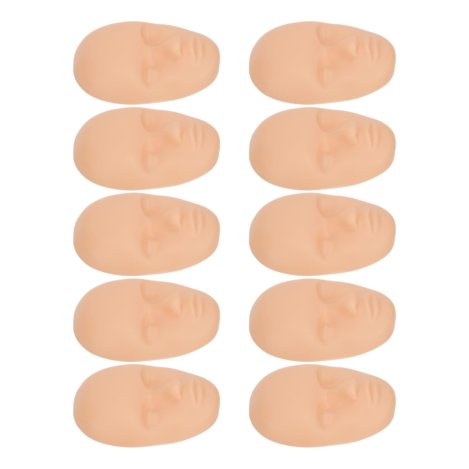 Zooke Practice Skin Head, 10pcs Facial Training Skin and 3D Soft Rubber Fake Skin, Fake Skin Eyebrow Eyeline Lips Model for Beginners Permanent Makeup Microblading Eyebrow