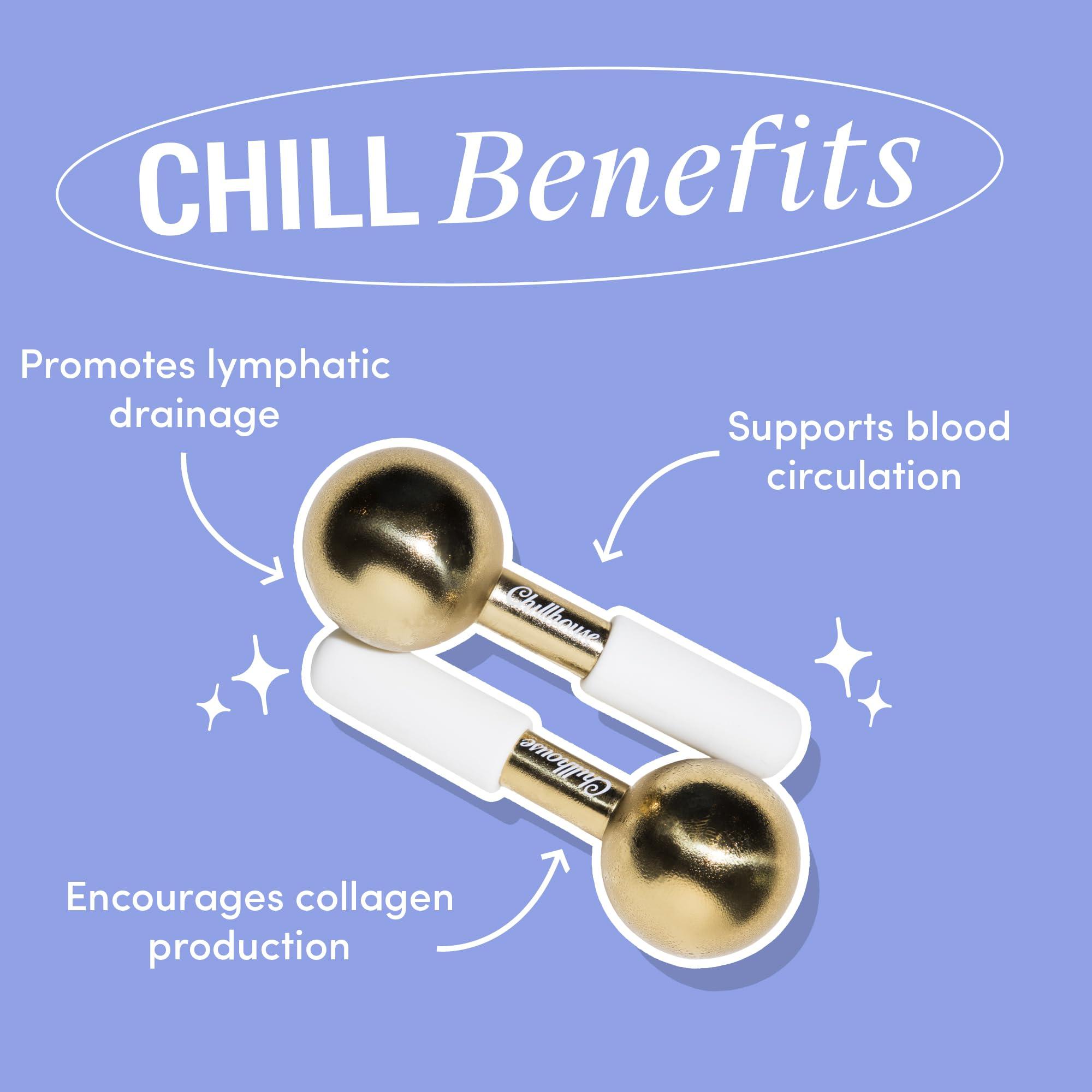 Chillhouse Chillhouse Chill Globes Gold Ice Roller for Face - Premium Skin Care Tools for Wrinkles & Fine Lines, Lifting, Contouring & Depuffing - Facial Ice Roller & Face Massager Tool for Women & Men