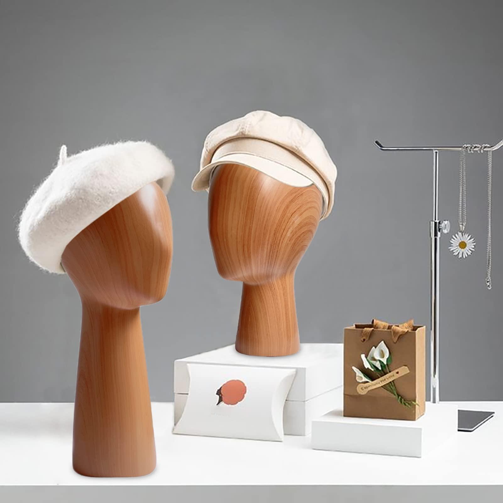 CHADWICK CHADWICK Mannequin Head Block, Hat and Wig Display Stand, Imitation Wooden Wig Head Stand, Abstract Dome Model Head, Manikin Head Hat Holder for Shop, Hair Salon, Home Decor, Durable GFRP Material