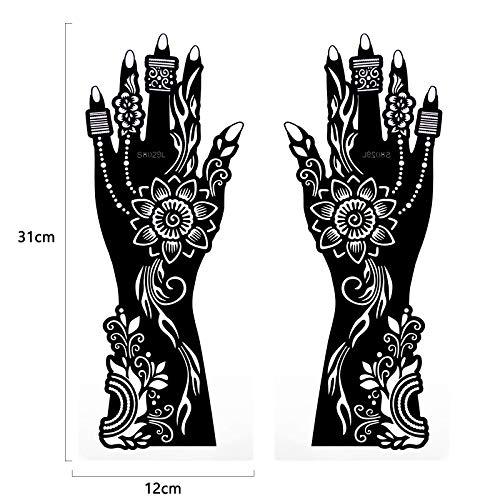 XMASIR Xmasir 12 Large Sheets Henna Tattoo Stencil Kit for Hand Forearm Body Paint, Indian Arabian Temporary Tattoo Templates for Women Girls (S8)