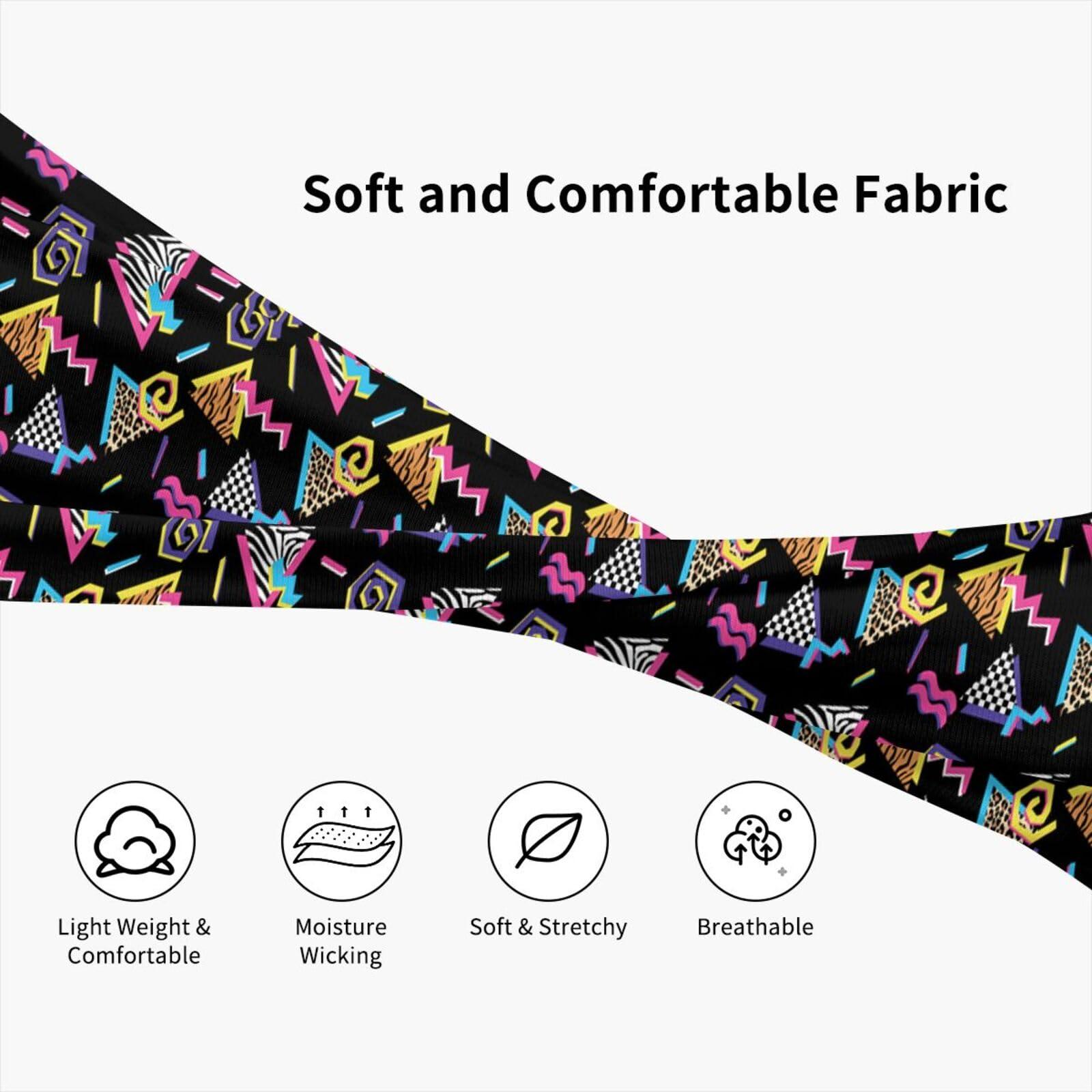 MANQINF Vintage 90s 80s Sweatbands Sports Headband,Breathable Sport Yoga Workout Turban Headband for Women Men Hair Accessories