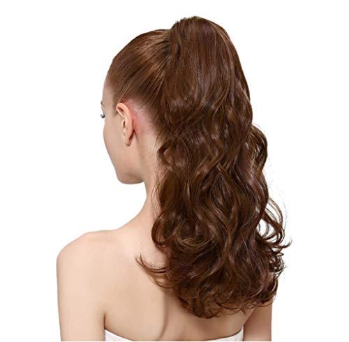 RemeeHi Jaw Claw Clip Ponytail Hair Pieces Clip in Human Hair Wavy Pony Tail Extensions by Remeehi 15Inch-85g, 1# Jet Black