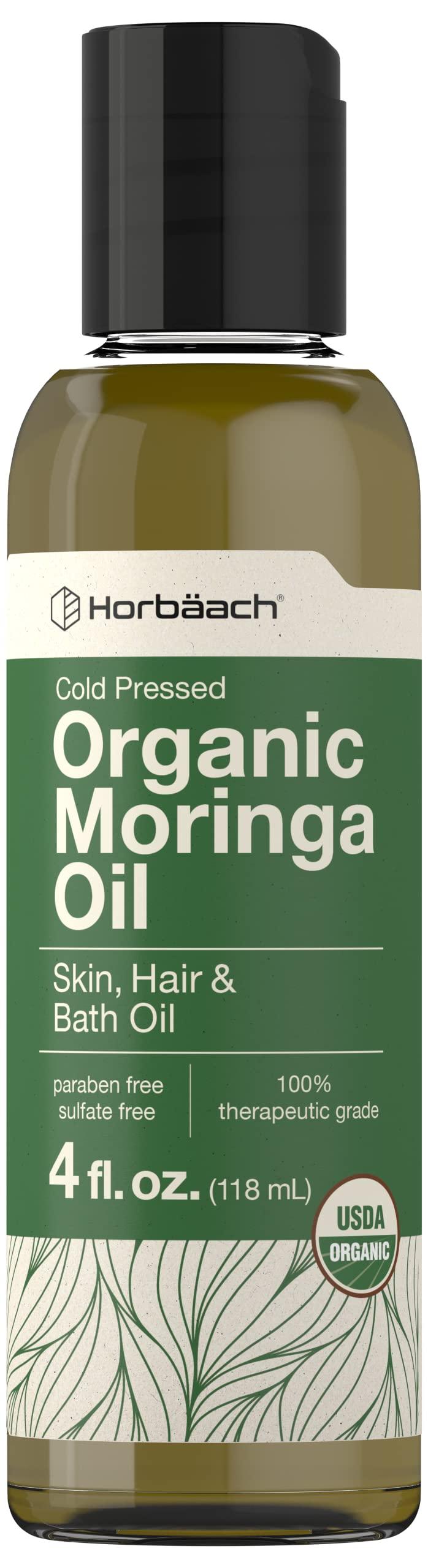 Horbach Horbach Organic Moringa Oil | 4 fl oz | for Face, Hair, and Skin | Cold Pressed | 100% Therapeutic Grade | Paraben and Sulfate Free, Non-GMO