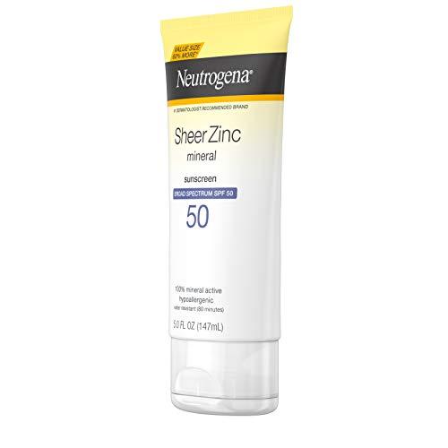 Neutrogena Neutrogena Sheer Zinc Oxide Dry-Touch Sunscreen Lotion with Broad Spectrum SPF 50, Water-Resistant, Hypoallergenic & Non-Greasy Mineral Sunscreen, Value-Size, 5 fl. oz