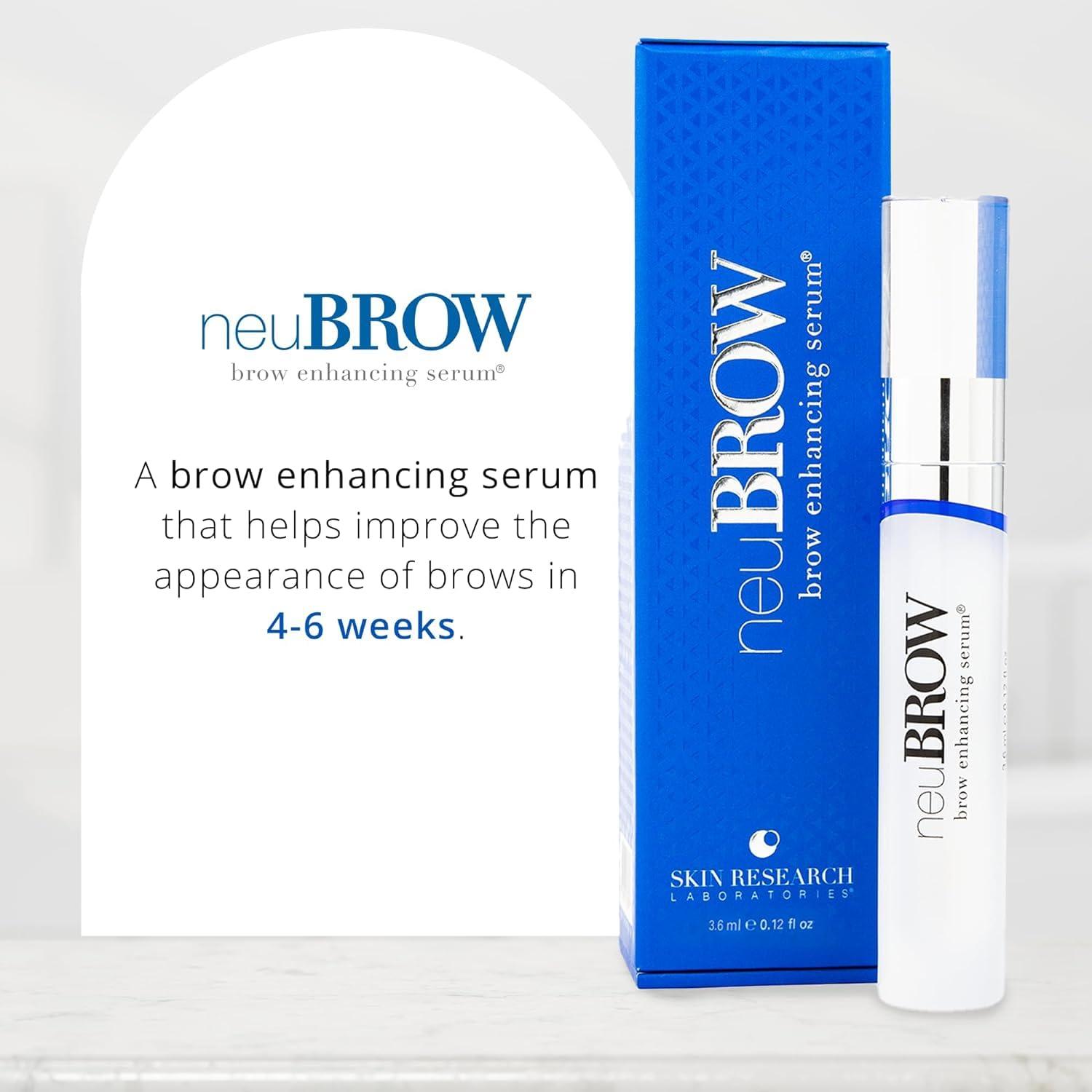 SKIN RESEARCH neuBROW Brow Enhancing Serum by Skin Research Laboratories - 3.6 mL Eye Brow Serum for Defined, Fuller & Thicker-Looking Hair Brows - Advanced Formula Promotes Natural & Healthy Appearance of Brows