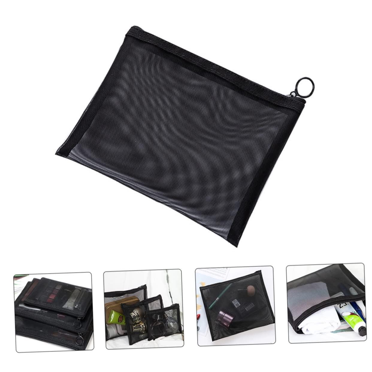 Ipetboom Ipetboom 5pcs Mesh Cosmetic Bag Travel Cosmetic Case Wallet Women Travel Toiletry Bag Makeup Bag Clear Bags Zippered Tote Makeup Kits for Women Travel Makeup Case Pouches Wash Pouch Black