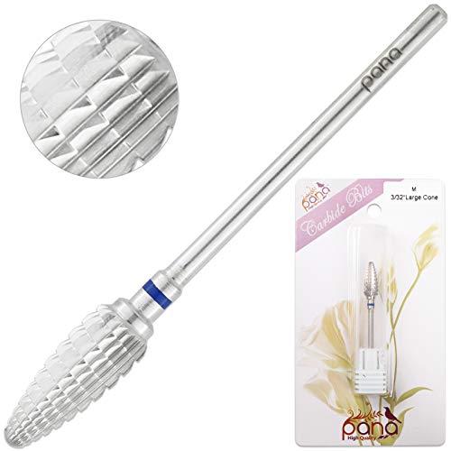 PANA Pana 3/32" Safety Bit Nail Carbide Bit - For Electric Dremel Drill Machine (Medium, Large Cone - Silver)