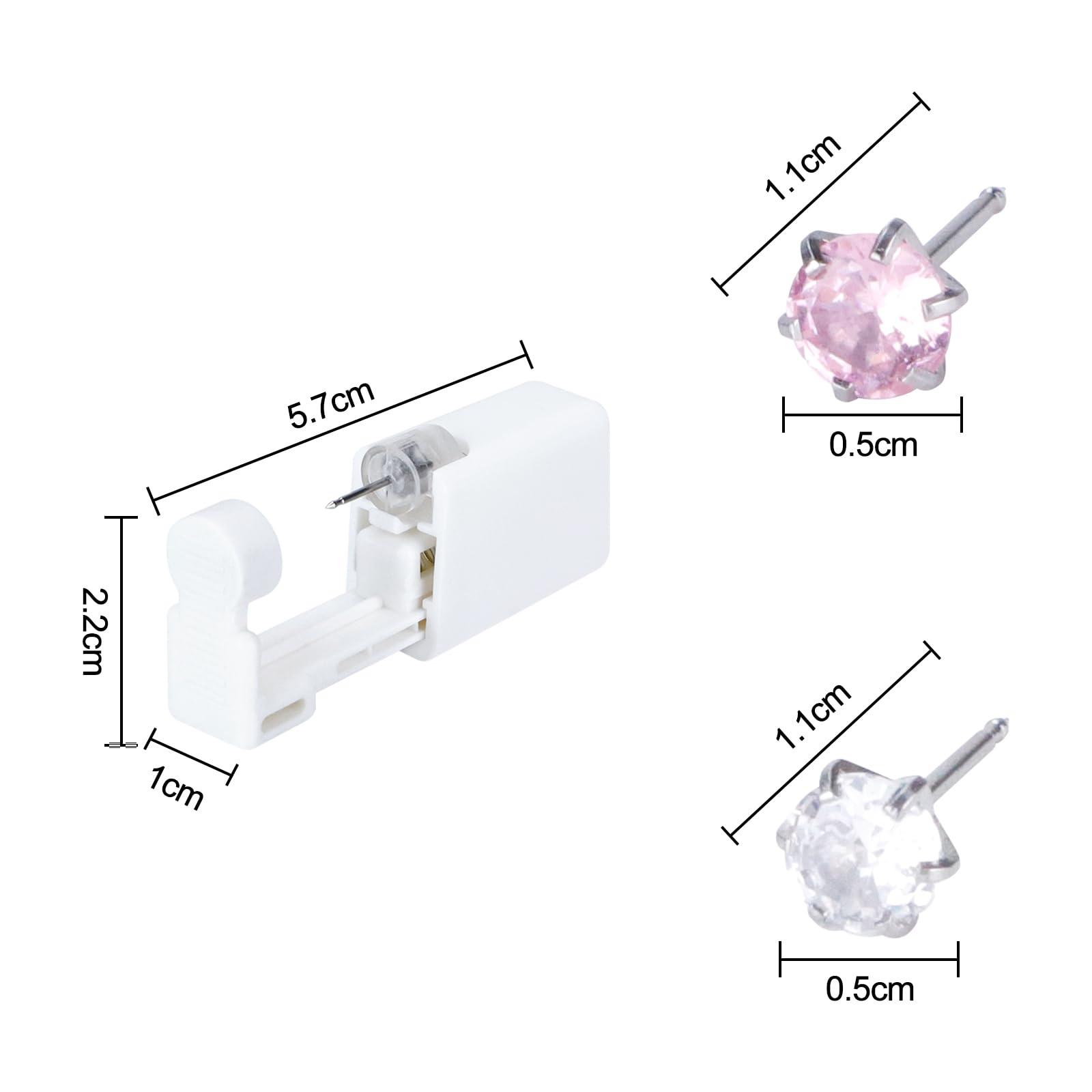 HAIJSEVR 4 Pcs Ear Piercing Kit Painless, Piercing Kit Disposable with Ear Studs, Ear Piercing Gun Safety Asepsis, Peircing Kit Self Piercing Gun with Sterilised Cotton Pads for Women Men