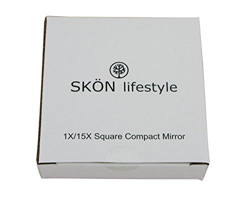 SKÖN lifestyle SKÖN lifestyle Missy 15X/1X Personal Compact Mirror - Powerful 15X magnification & traditional 1X mirror, Full 180 degree opening, Effortless magnetic closure and opening- Metallic Silver